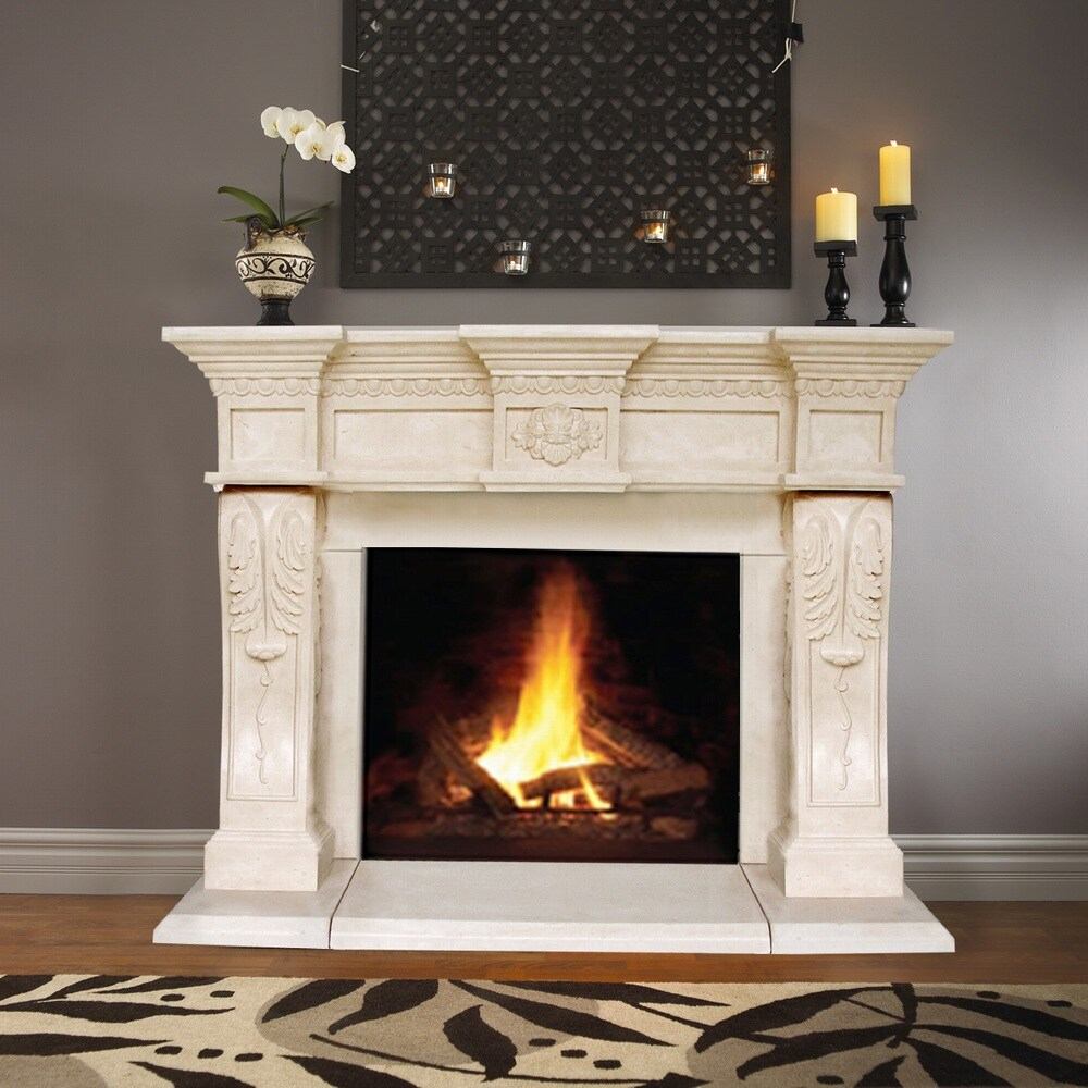 HISTORIC MANTELS LIMITED 62-in W x 52-in H Distressed ivory/beige Limestone Traditional Fireplace Surround