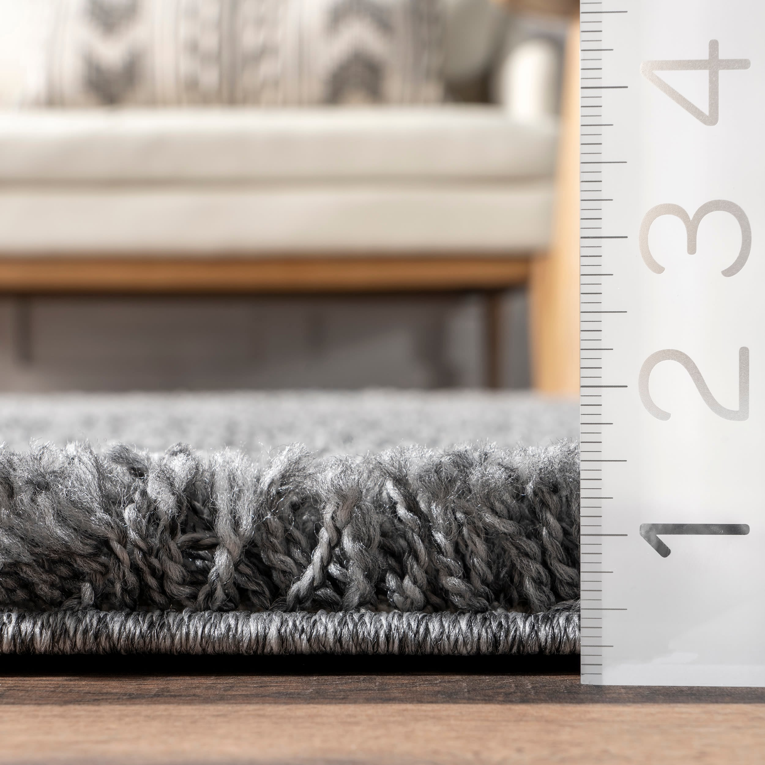 Marleen Plush Shag Gray 10 ft. x 14 ft. Contemporary Living Room/Bedroom/Dining Room Area Rug