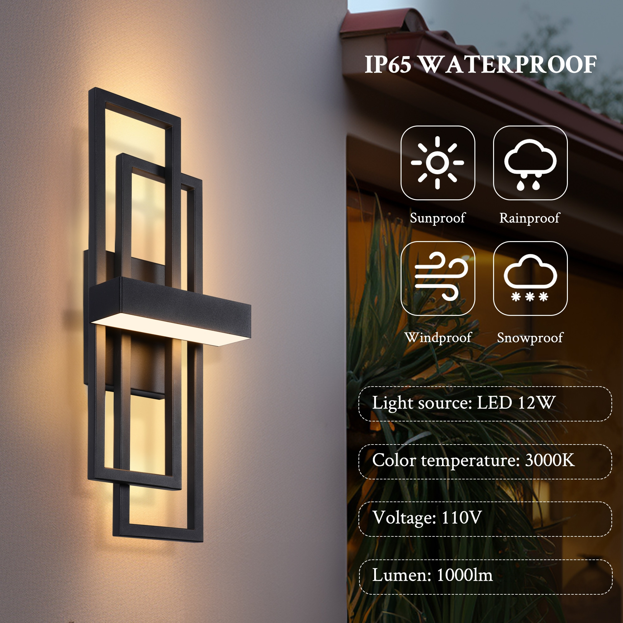 LamQee Wall Sconces 20-in H Brushed Black Hardwired Integrated LED Outdoor Wall Light