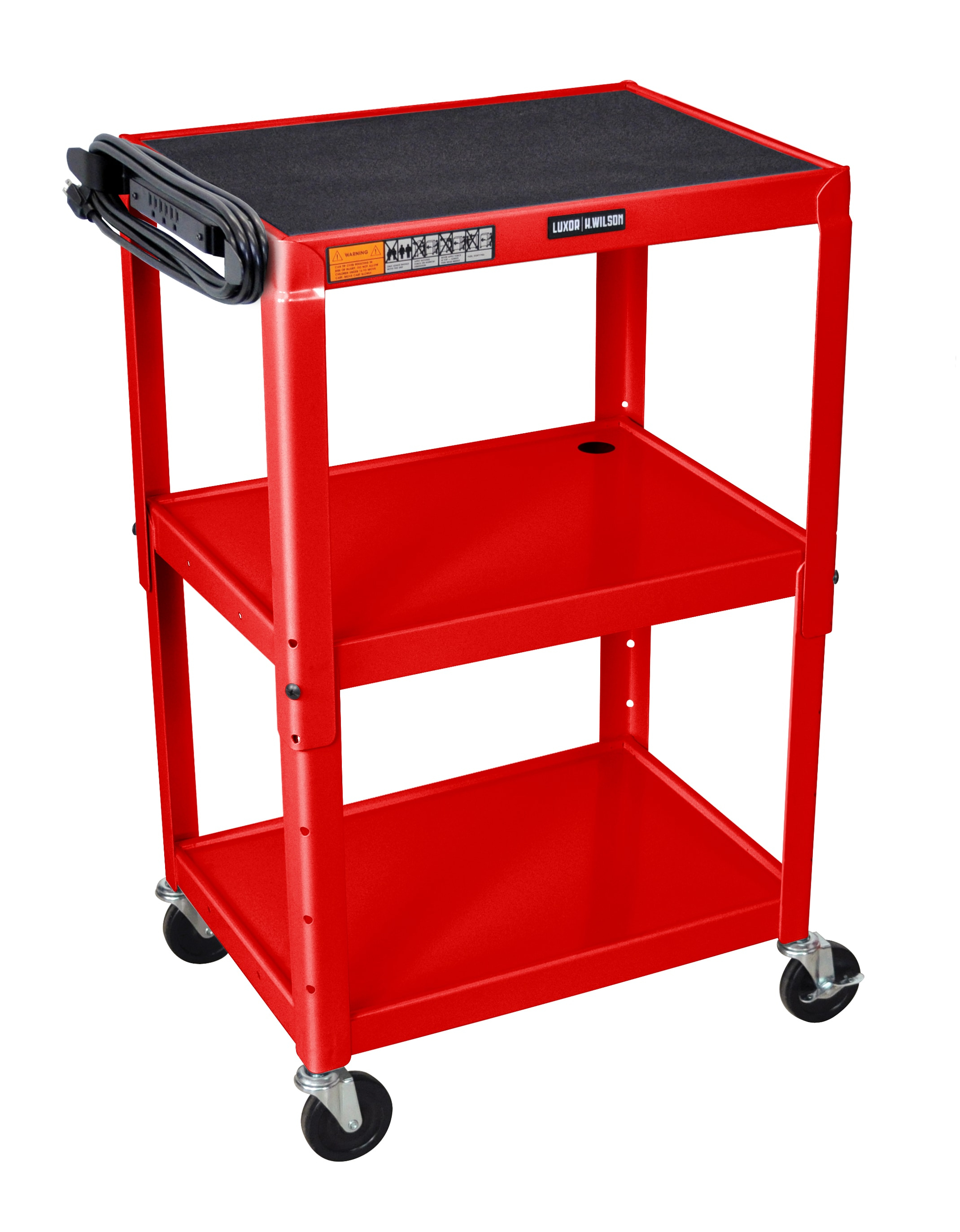 Luxor 18" x 24" Adjustable Height Metal Utility Cart - Yellow