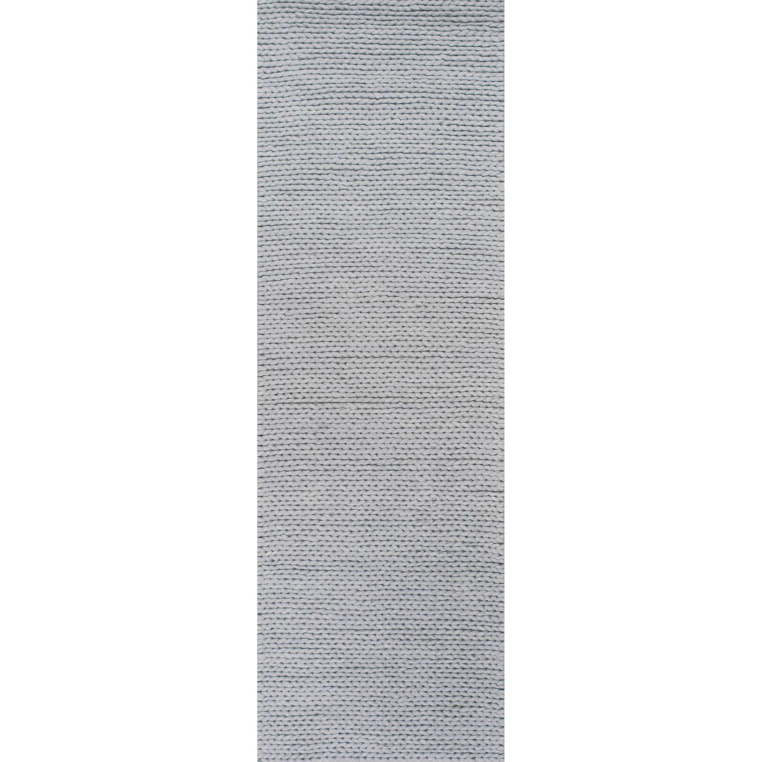 nuLOOM 2x8 Penelope Wool Braided Handmade Area Rug, Light Grey, Solid Rustic Farmhouse Style, For Bedroom, Living Room, Hallway, Entryway