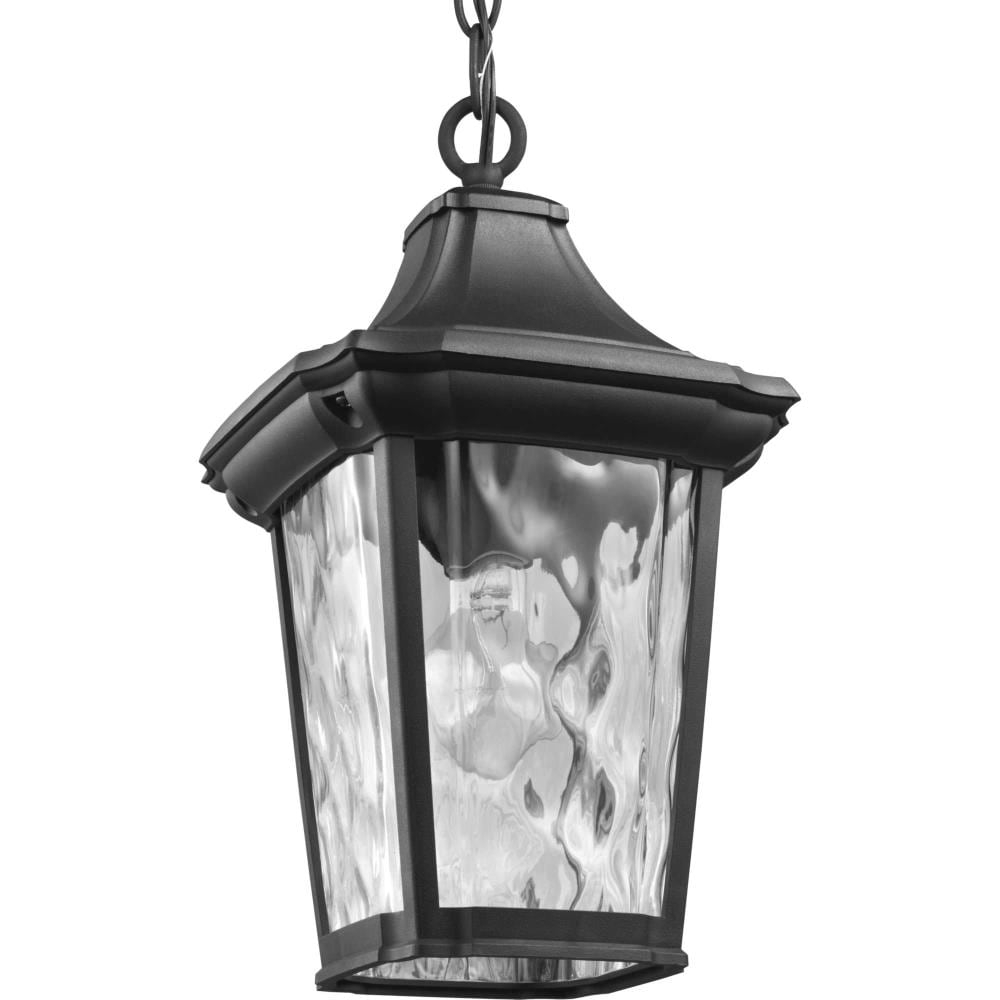 Black Glass Hanging Lantern with Water Glass Shade