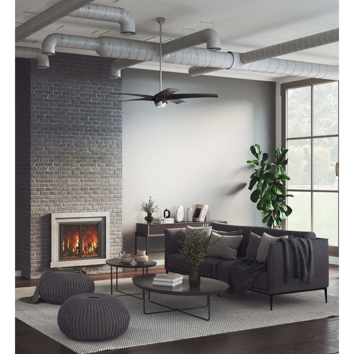 P250108-009-30-Progress Lighting-Insigna - 6 Blade Ceiling Fan with Light Kit In Contemporary Style-14.75 Inches Tall and 72 Inches Wide-Brushed