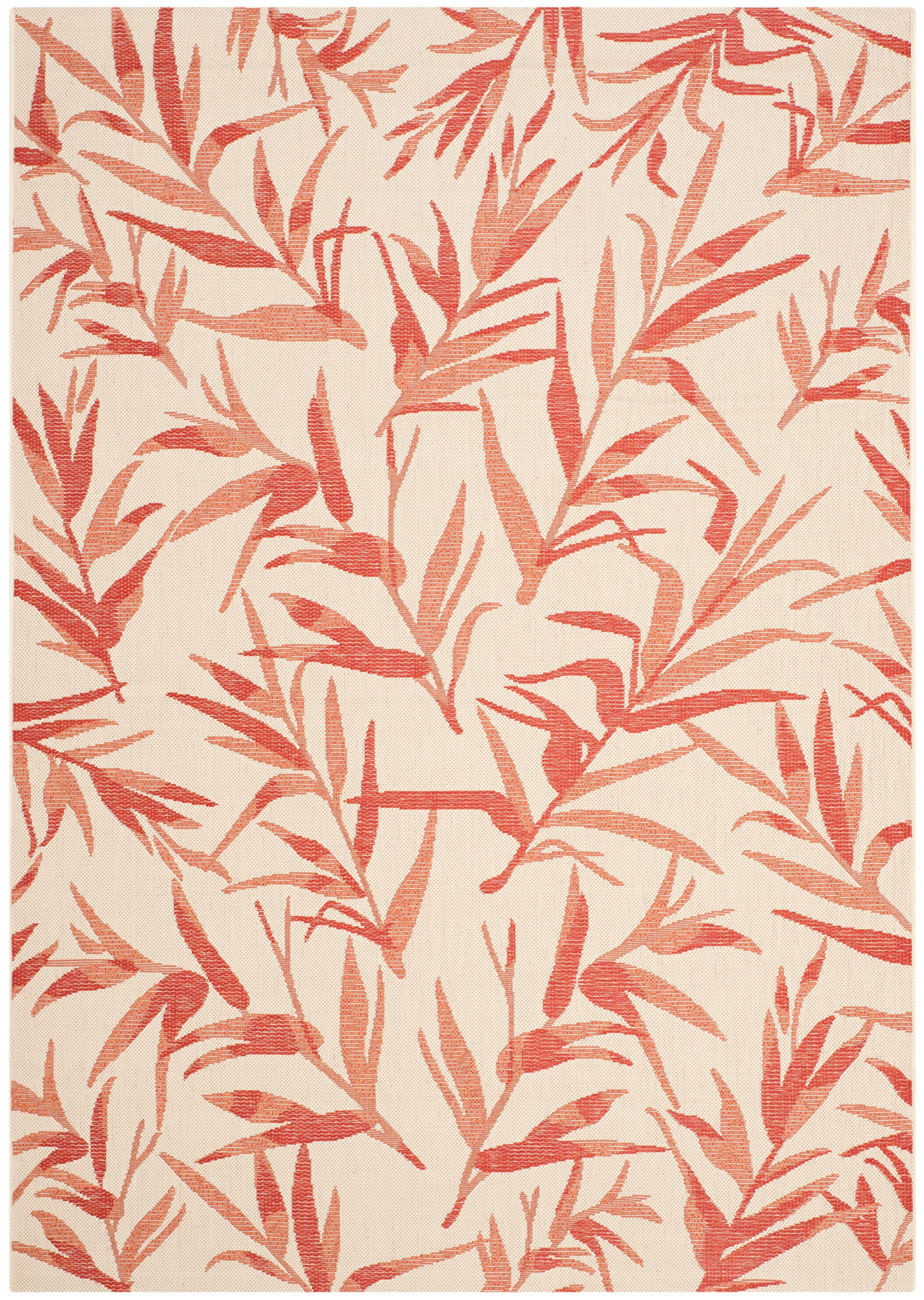 SAFAVIEH Courtyard Alannis Botanical Indoor/Outdoor Area Rug, Beige/Terracotta, 5'3" x 7'7"