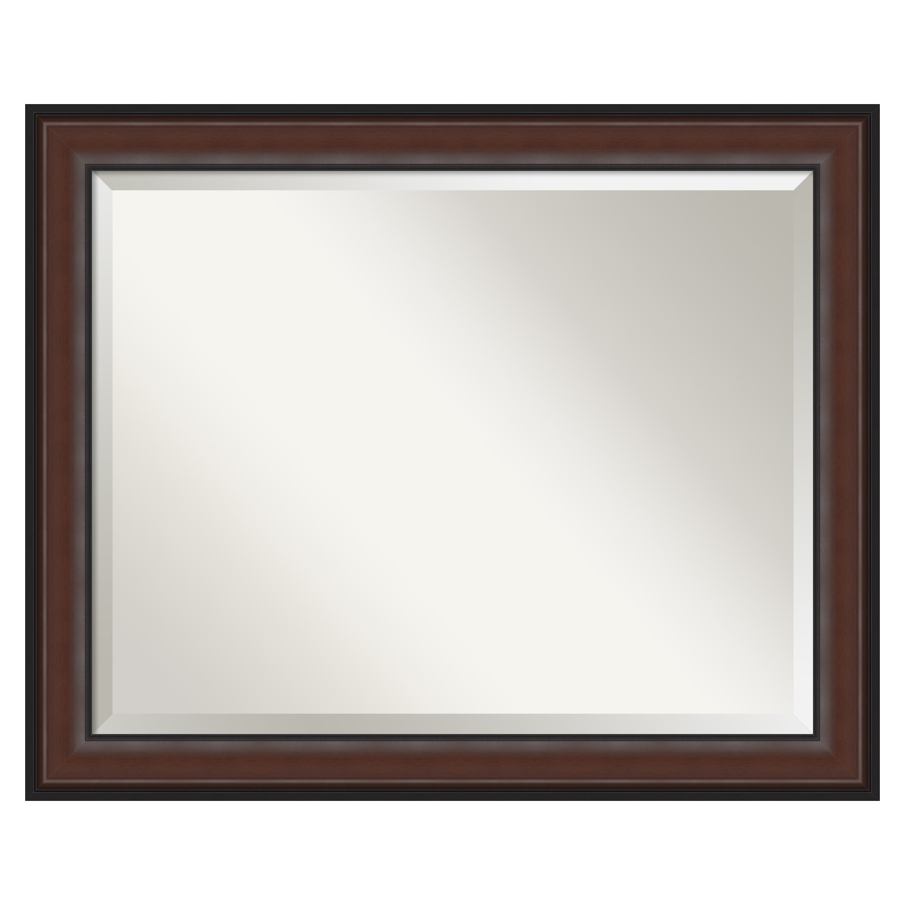 Amanti Art Harvard 32.5-Inches x 26.5-Inches Framed Rectangle Bathroom Vanity Mirror ( Walnut Cherry )