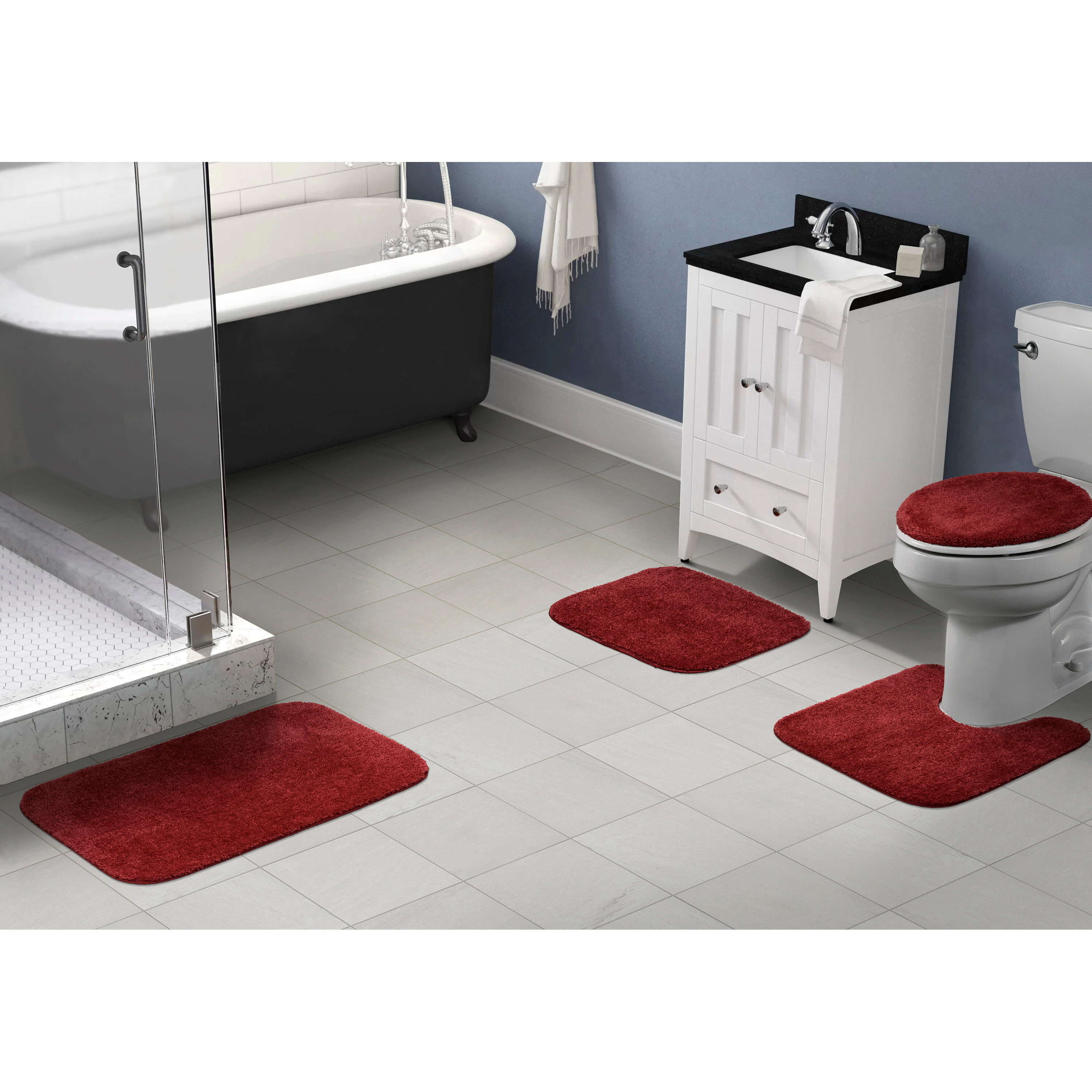 Garland Rug Traditional Bath Rug Set, 4-Piece, Chili Pepper Red