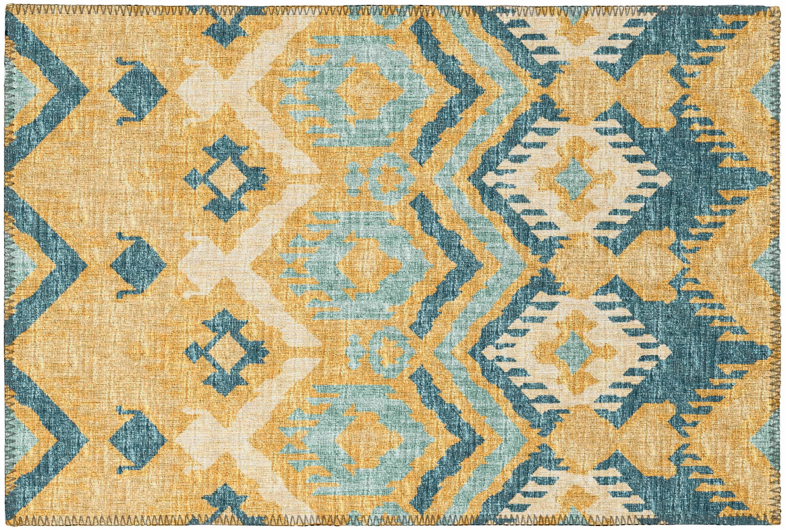 Addison Rugs Indoor/ Outdoor Addison Yuma Southwest Ikat Washable Area Rug 1'8" x 2'6" - Yellow