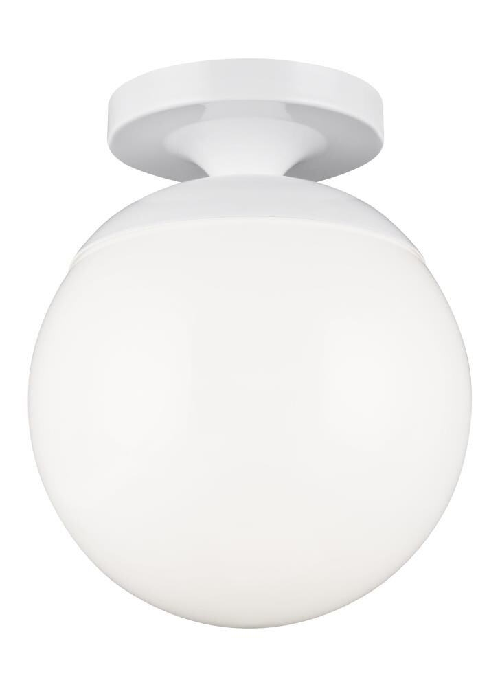 Leo Contemporary White Brass 8" Globe Semi-Flush Light