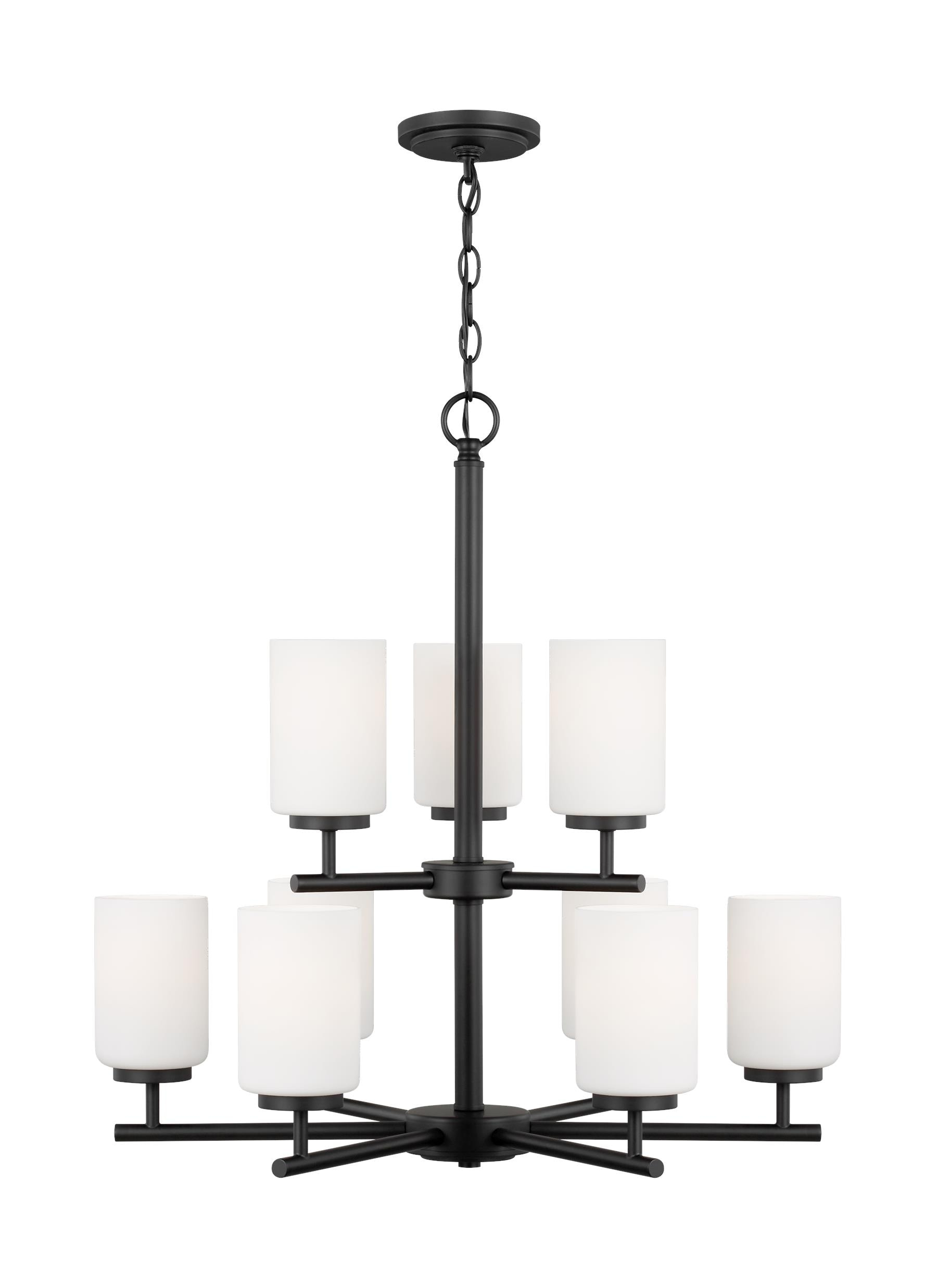 Oslo 26" Black Steel Chandelier with Opal Glass Shades