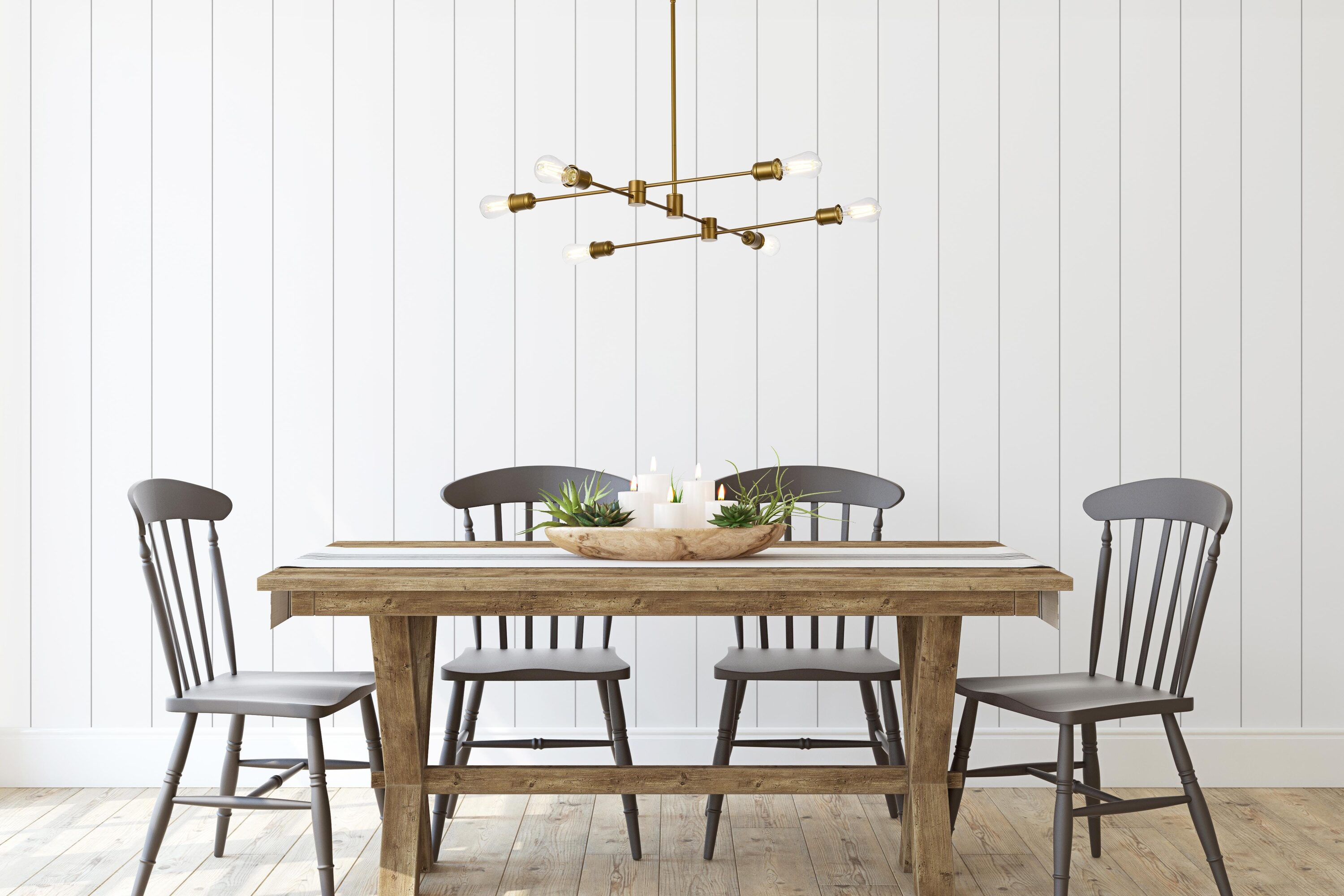 Xavier 6 lights pendant in brass