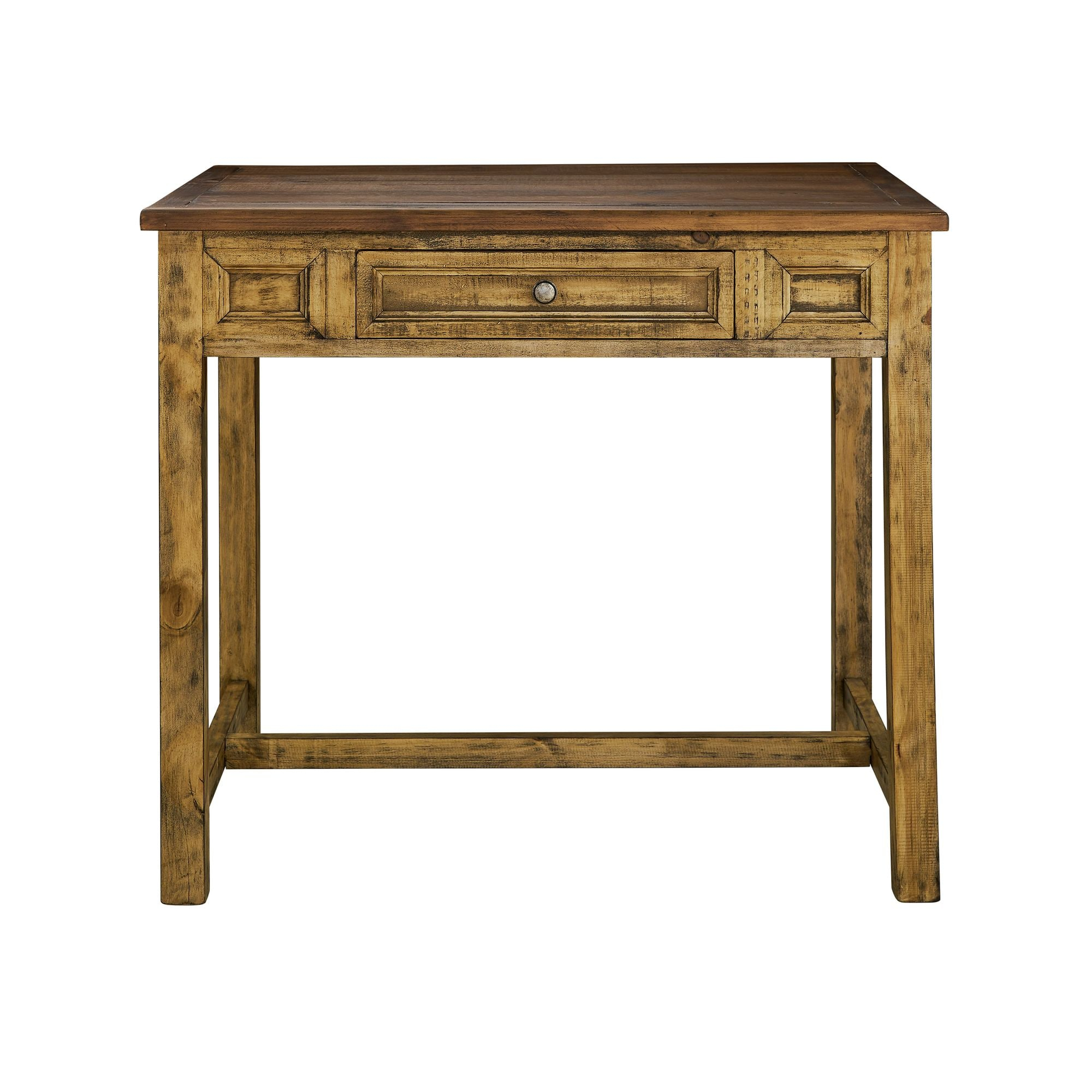 Abilene Distressed Brown Kitchen Island with 4 Stools