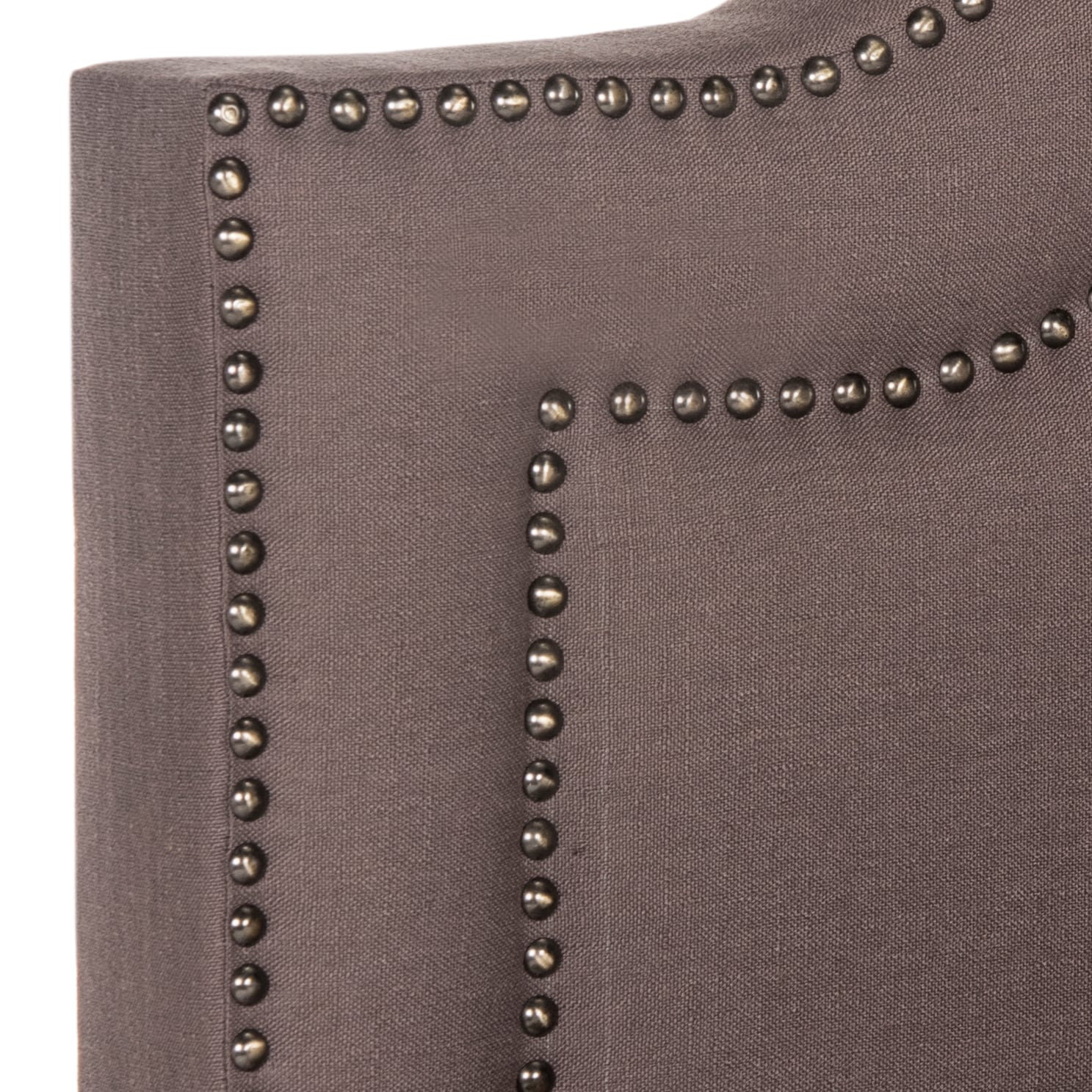 SAFAVIEH Theron Modern Elegant Upholstered Bed Frame with Nail Heads, Full, Dark Taupe