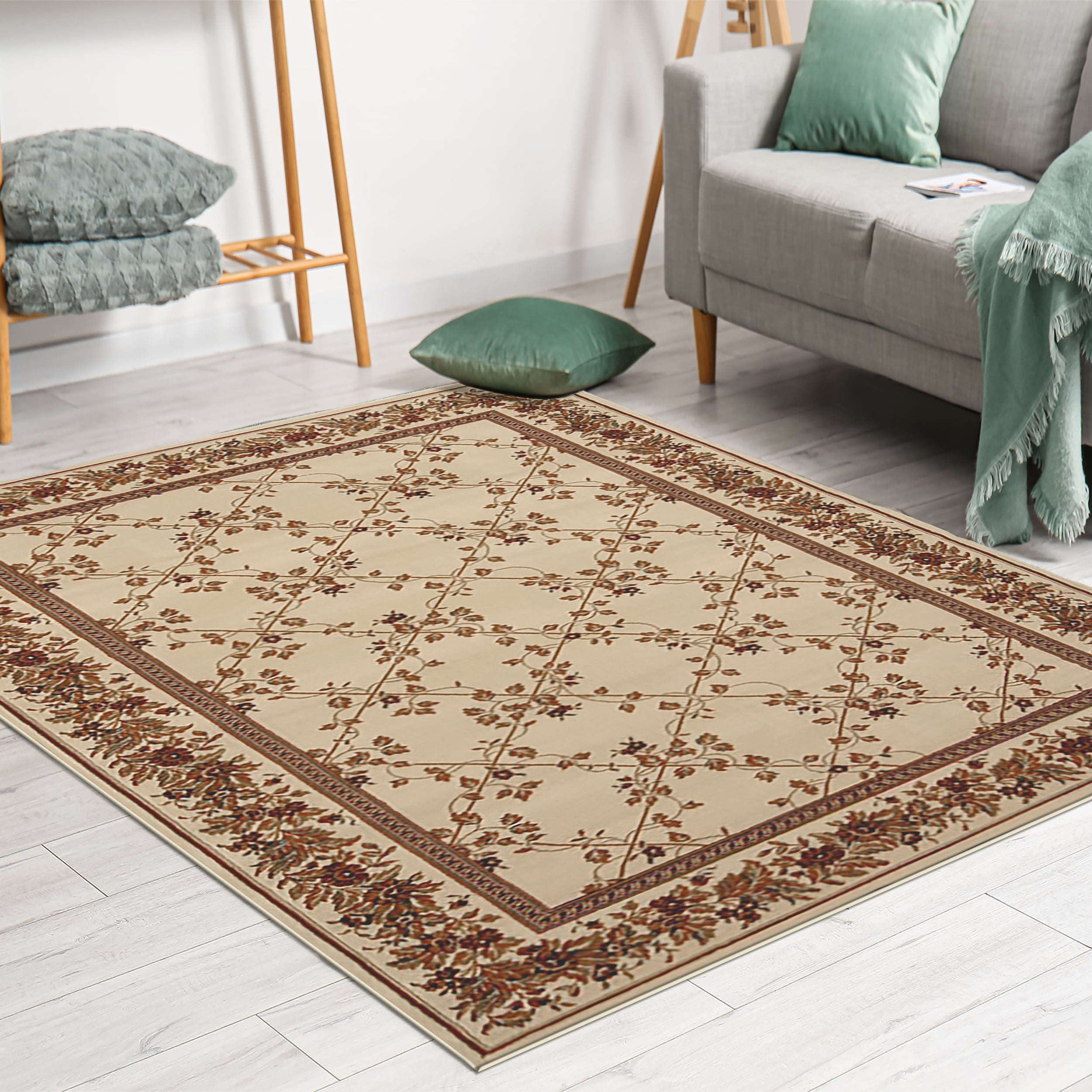 Radici Usa Noble Area Rug 1427 Ivory Floral Country 3' 3" x 5' 4" Rectangle