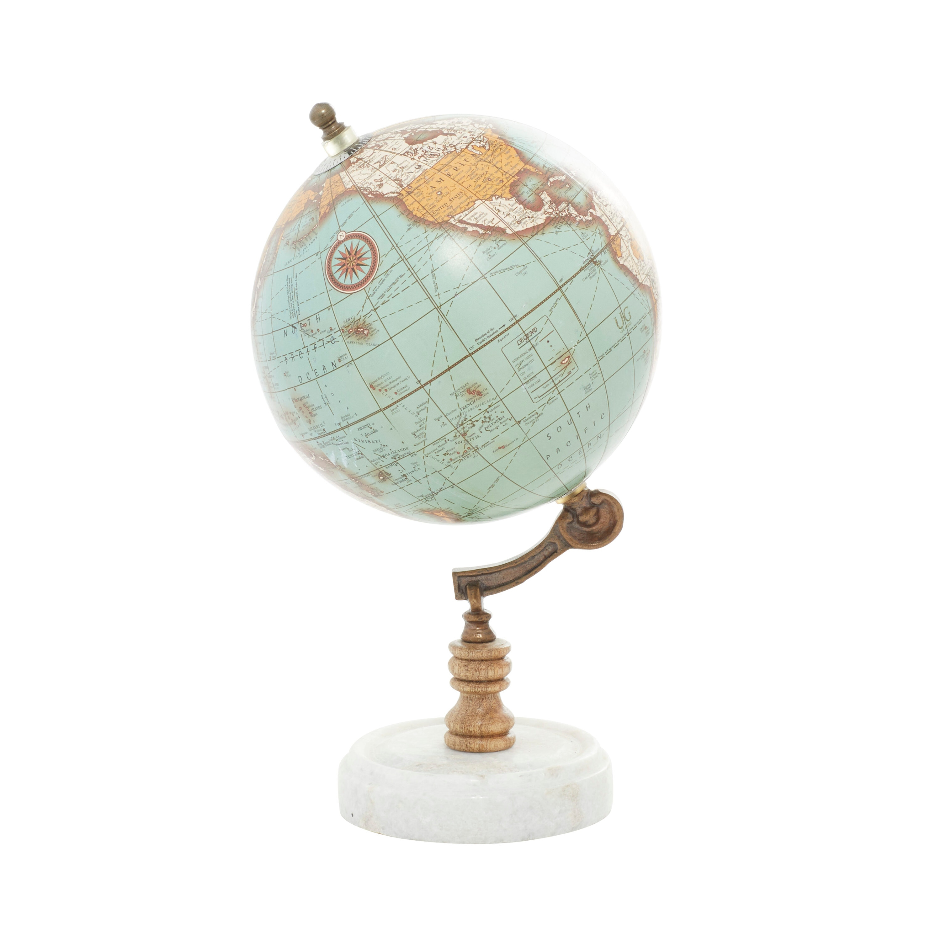 DecMode 7" Teal Globe with Marble Base