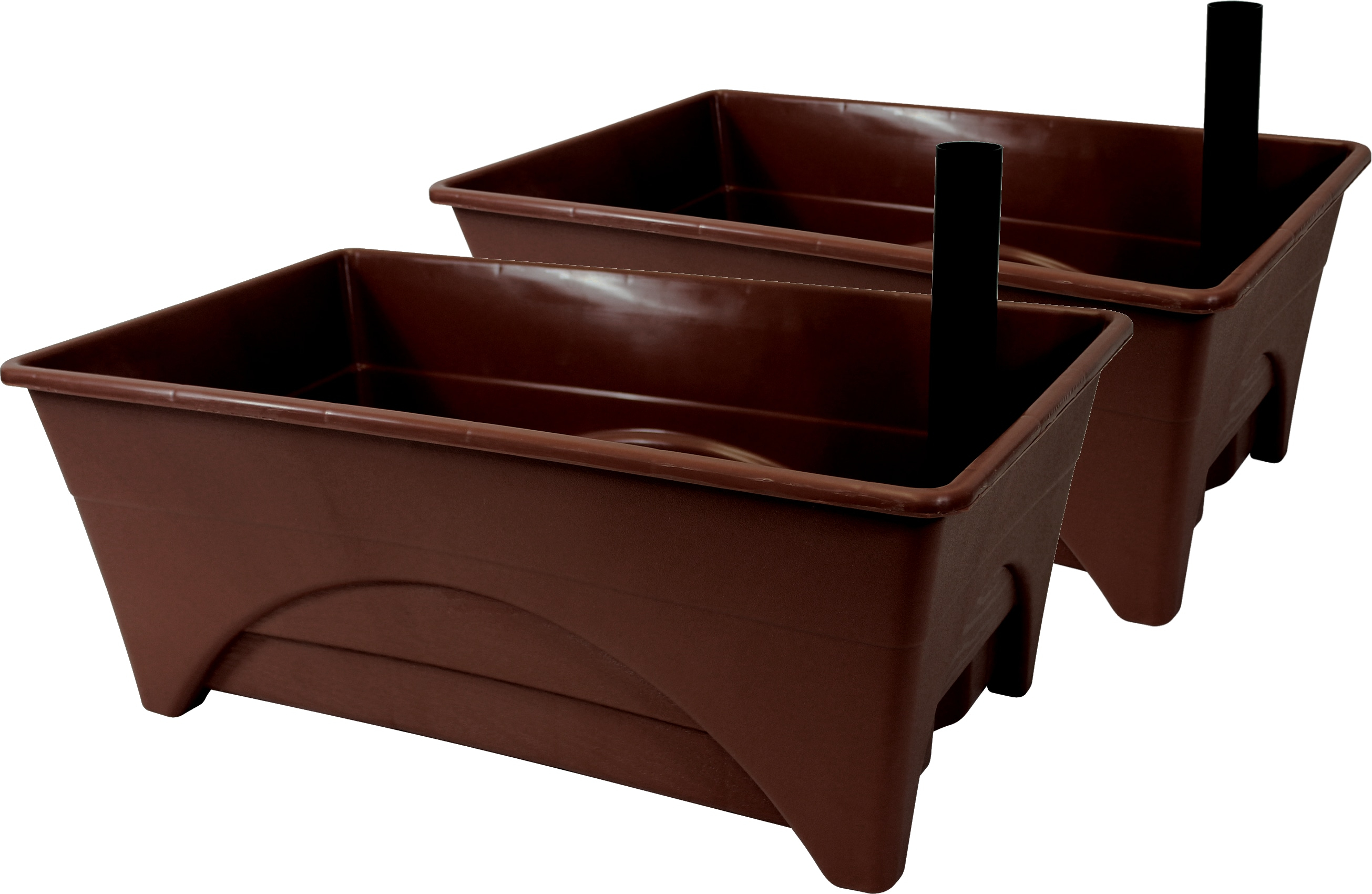 Emsco Group Start Pickin' 13" x 20" x 10" Brown Polyethylene Planter Boxes with Self-Watering (2 Piece)