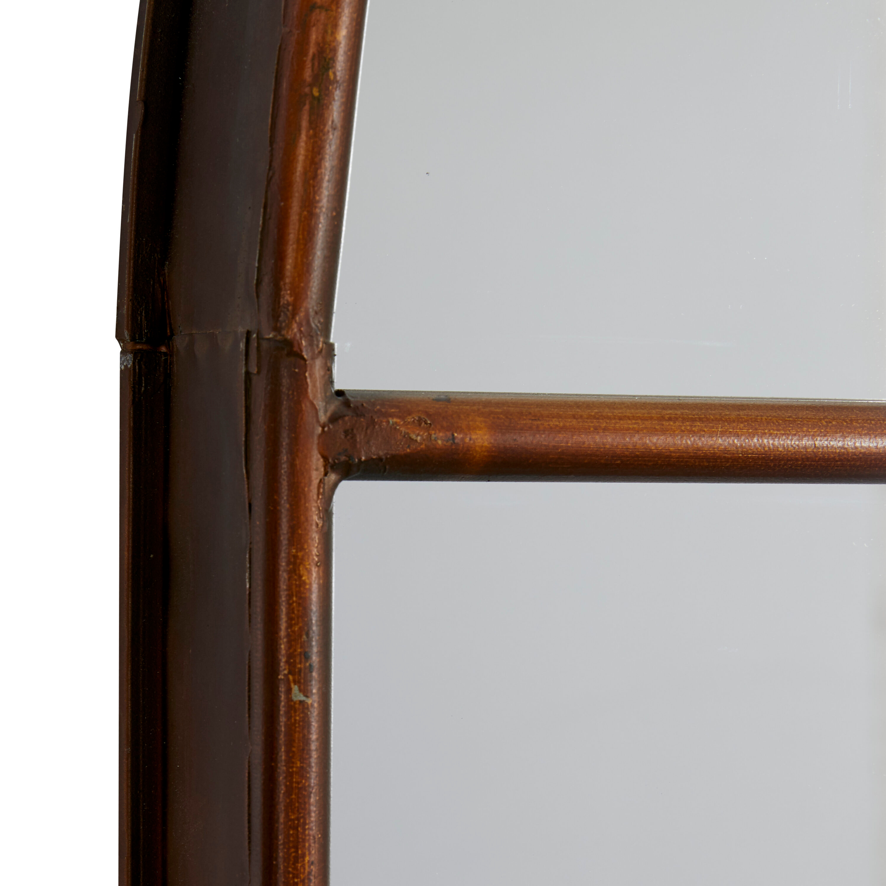DecMode Traditional Windowpane Style Metal Wall Mirror with Polished Brown Finish, 34"W x 56"H