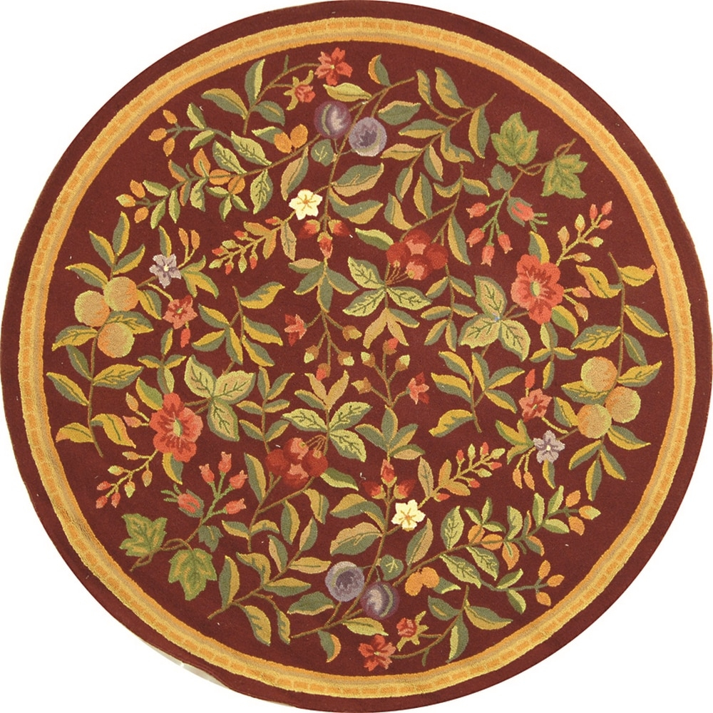 SAFAVIEH Chelsea Dania Floral Wool Area Rug, Burgundy, 5'6" x 5'6" Round