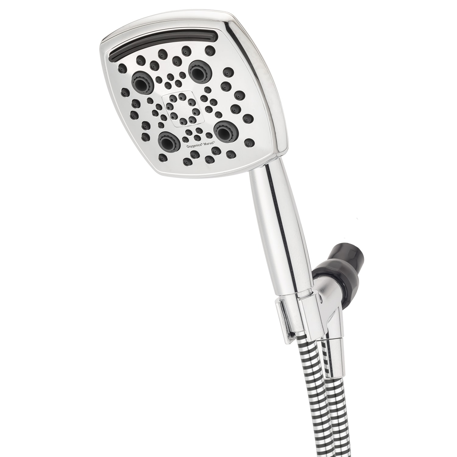 Oxygenics Marvel 6.0 -Spray Chrome 4.88-in Square Handheld High Pressure Shower Head 1.8 GPM