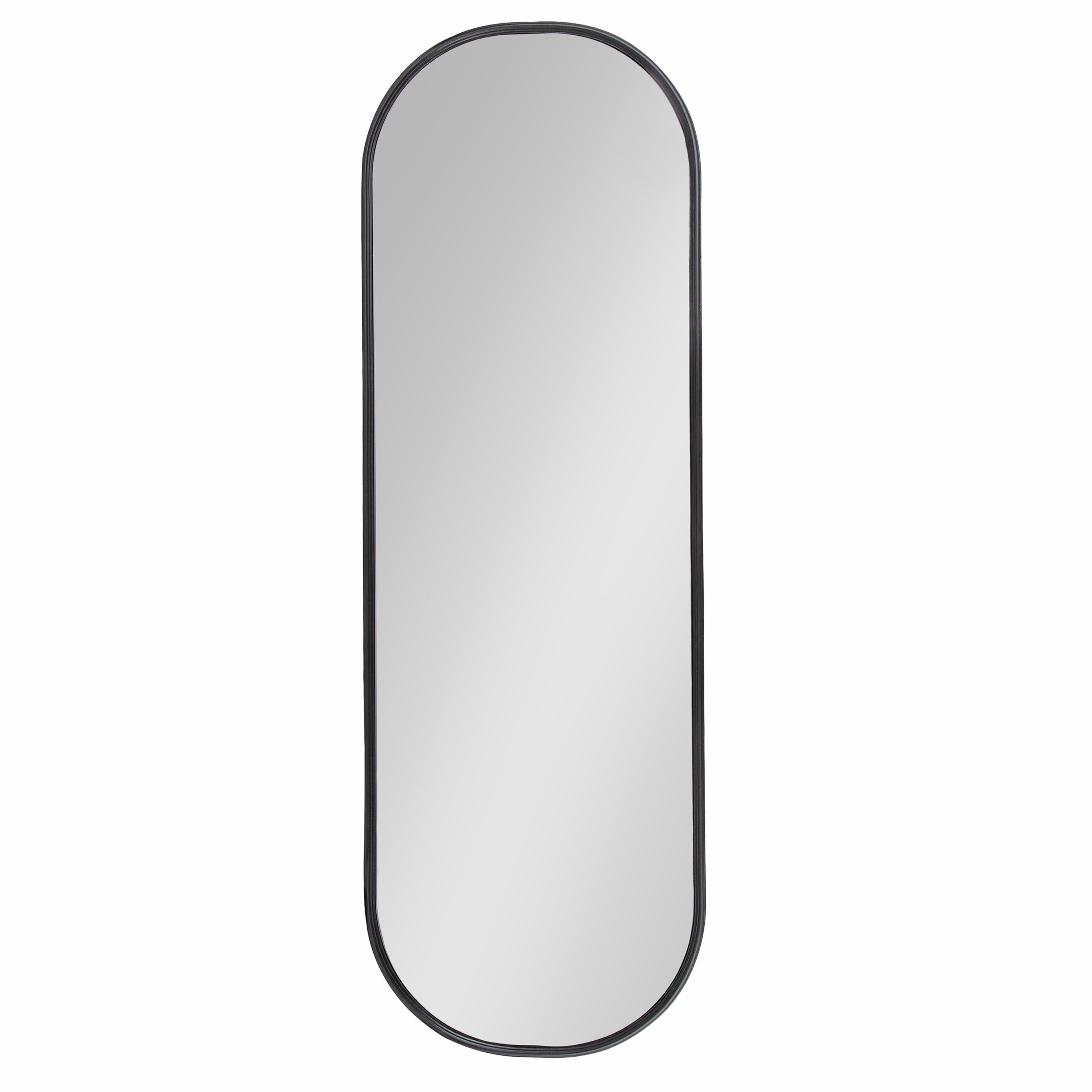 Kate and Laurel Caskill Modern Oval Mirror, 16" x 48", Black, Capsule-Shaped Accent Mirror for Entryway, Living Room, or Bathroom