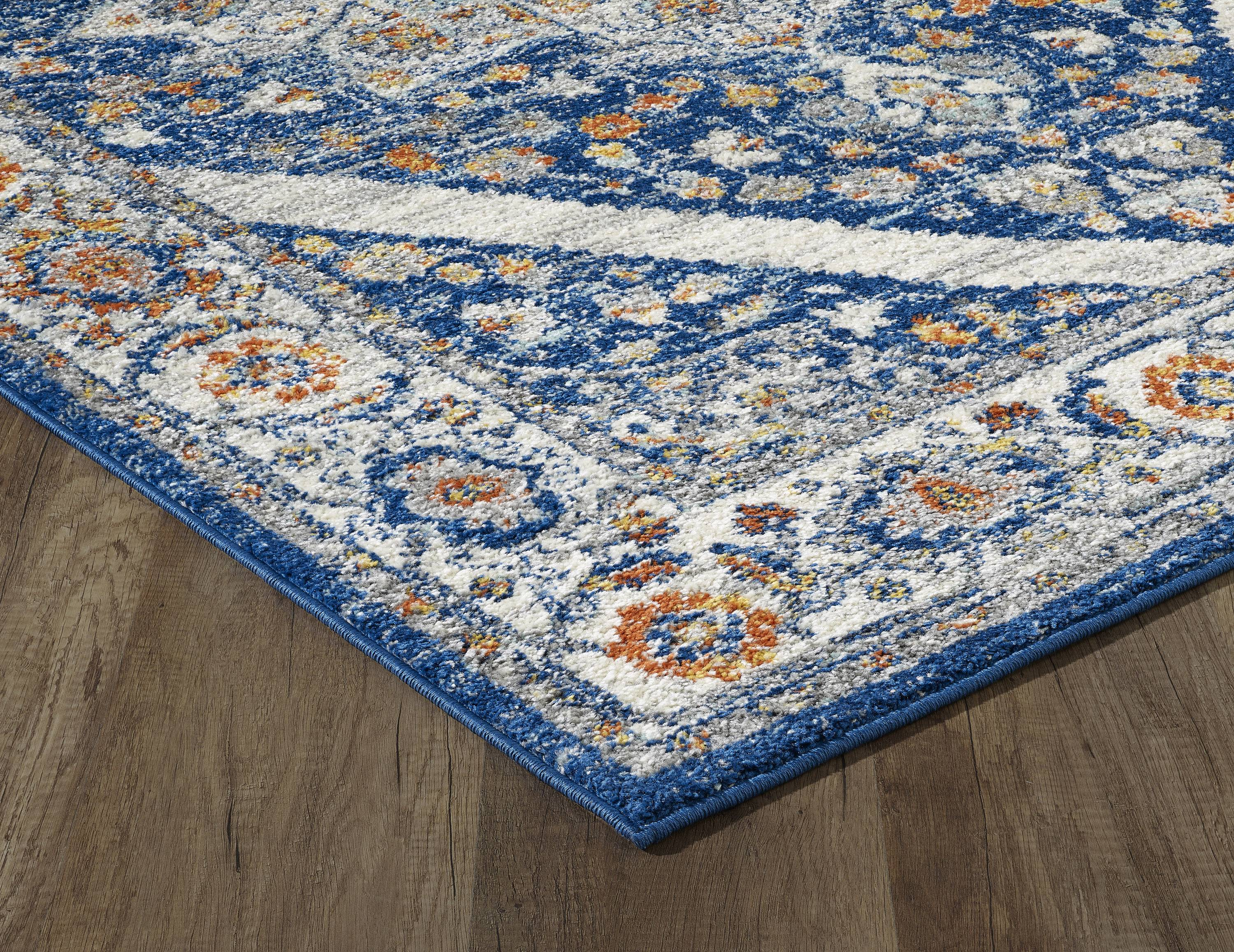 Totti Vintage 6' x 9' Rectangular Polypropylene Oriental Rug in Navy/Cream