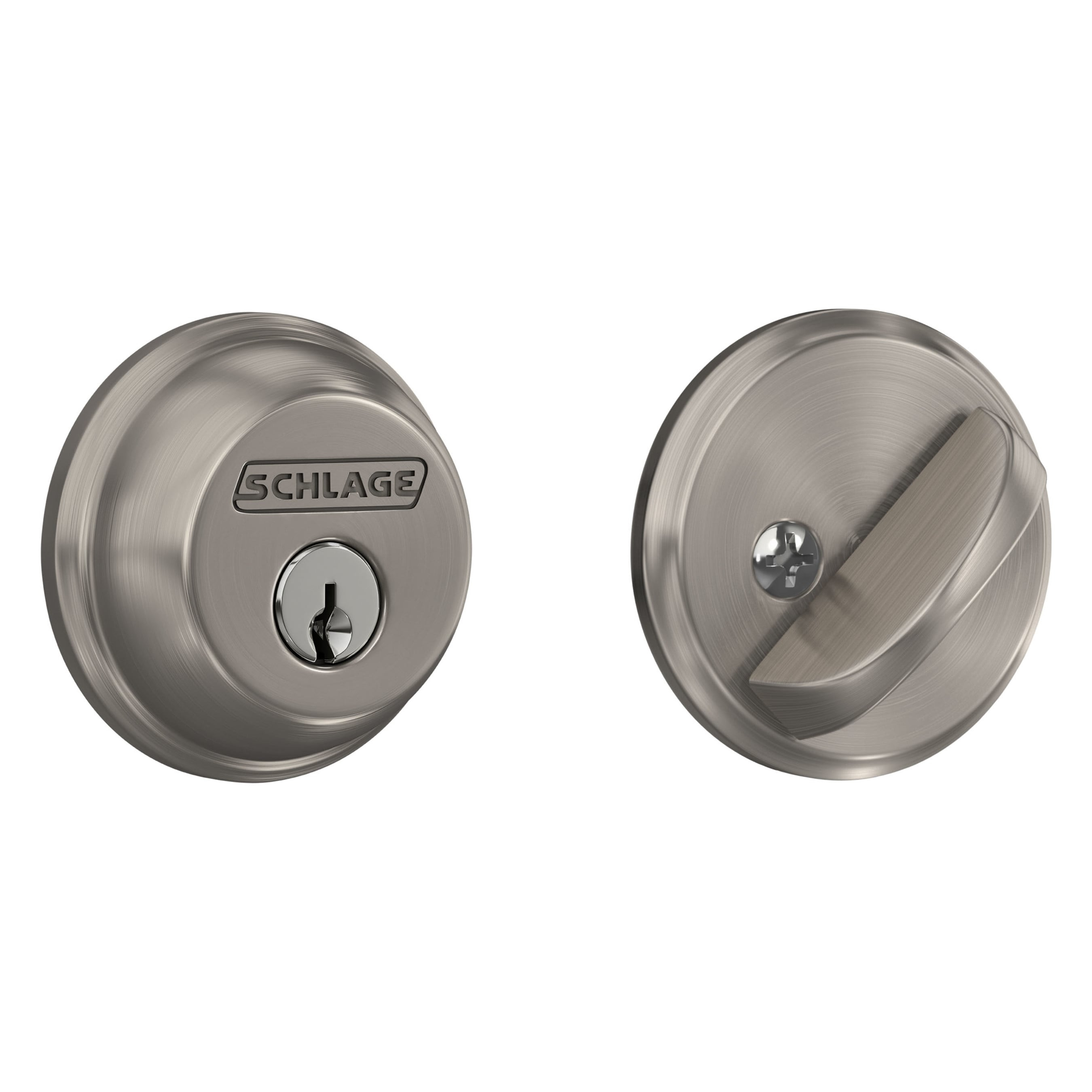 Schlage B60NV619 KA4 Deadbolt, Satin Nickel, 2-3/8 x 2-3/4 in Backset, C Keyway