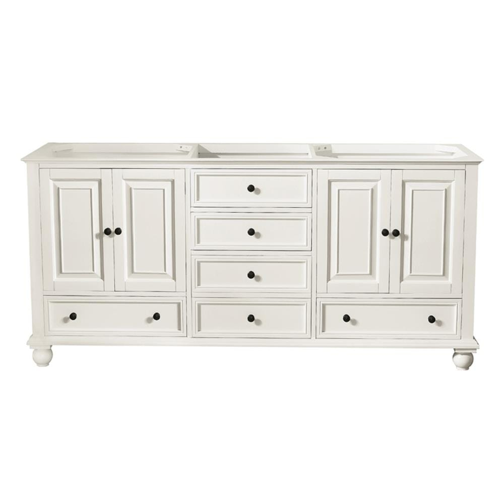 French White Solid Wood Double Freestanding Vanity, 72-inch