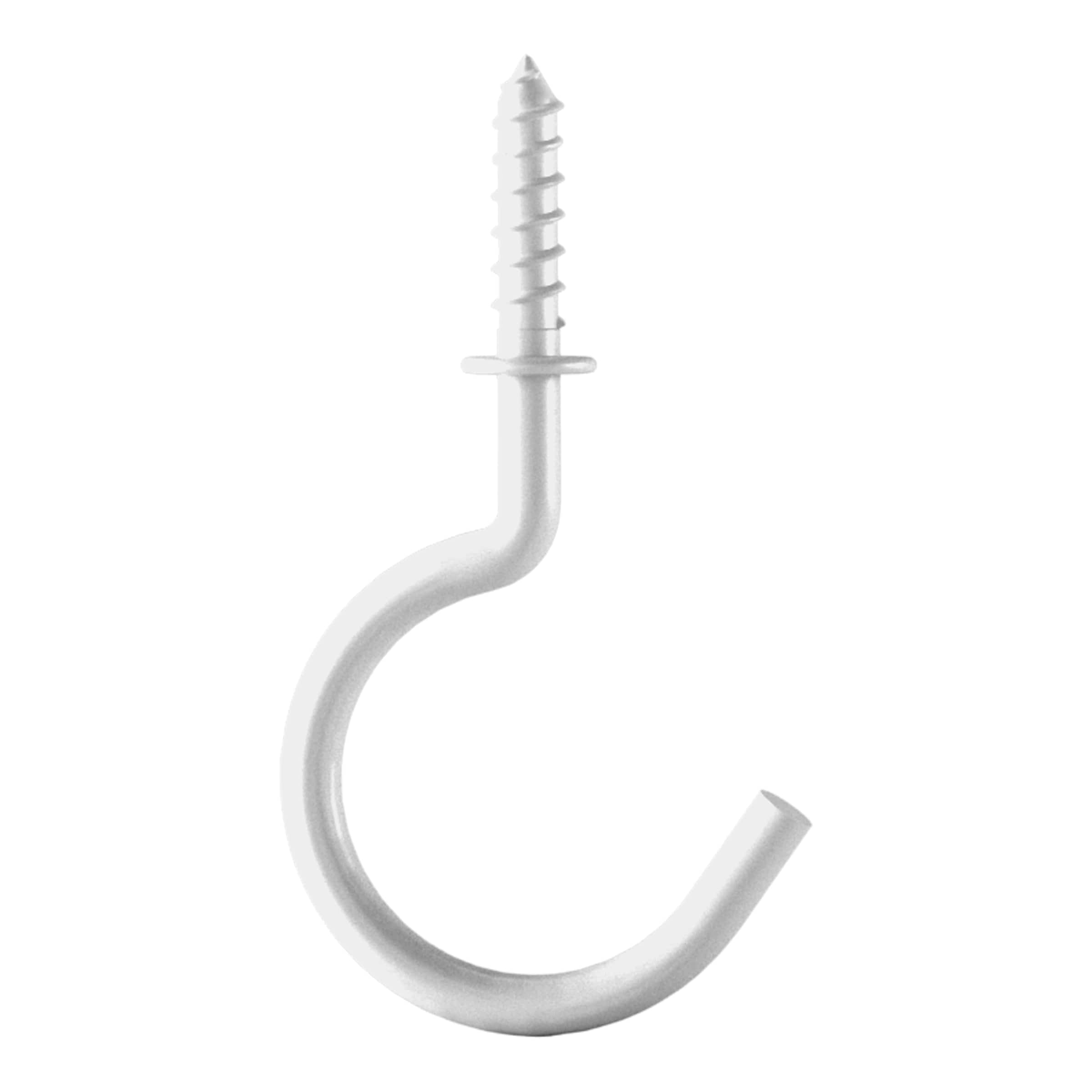 White Metal Screw-In Cup Hook, 1-1/4 Inch