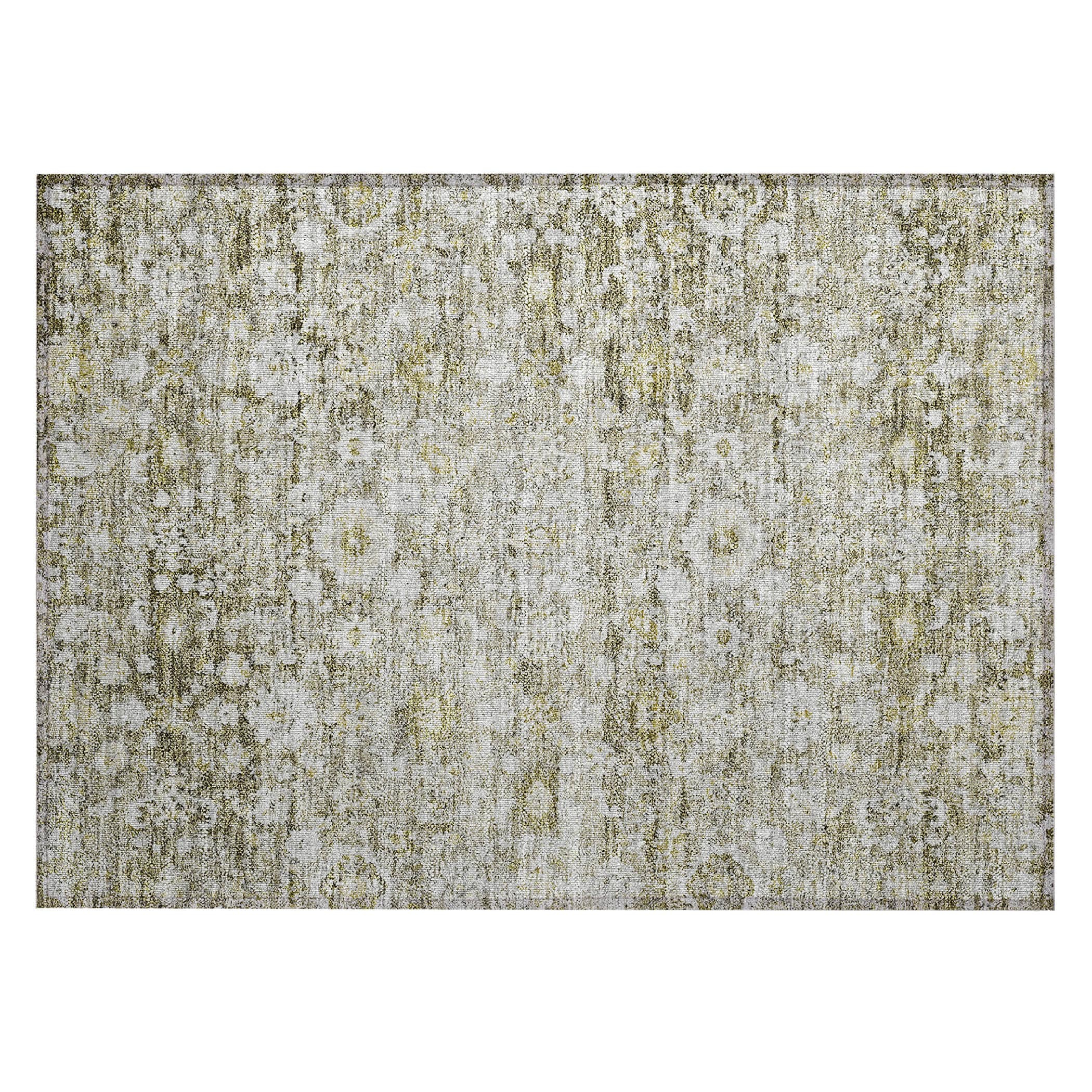 Taupe Medallion Pattern Indoor Outdoor Area Rug