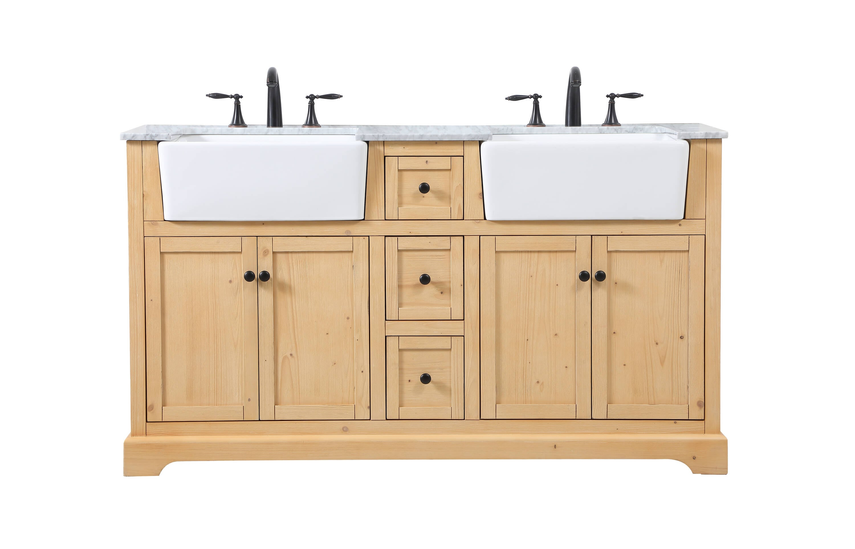 Elegant Decor Franklin 60" Aluminum MDF Double Bathroom Vanity in Natural Wood