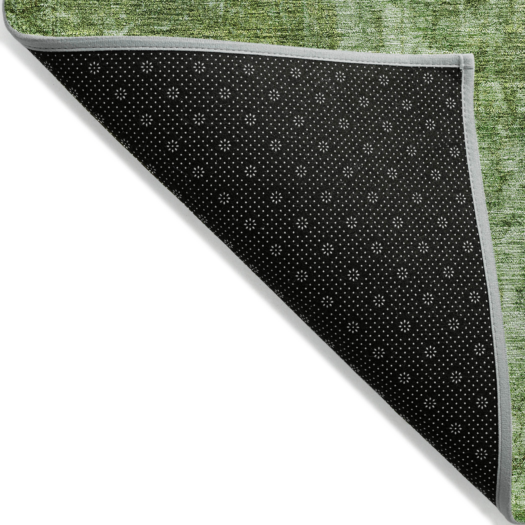 Olive Green Synthetic Flat Woven Reversible Rug 1'8" x 2'6"