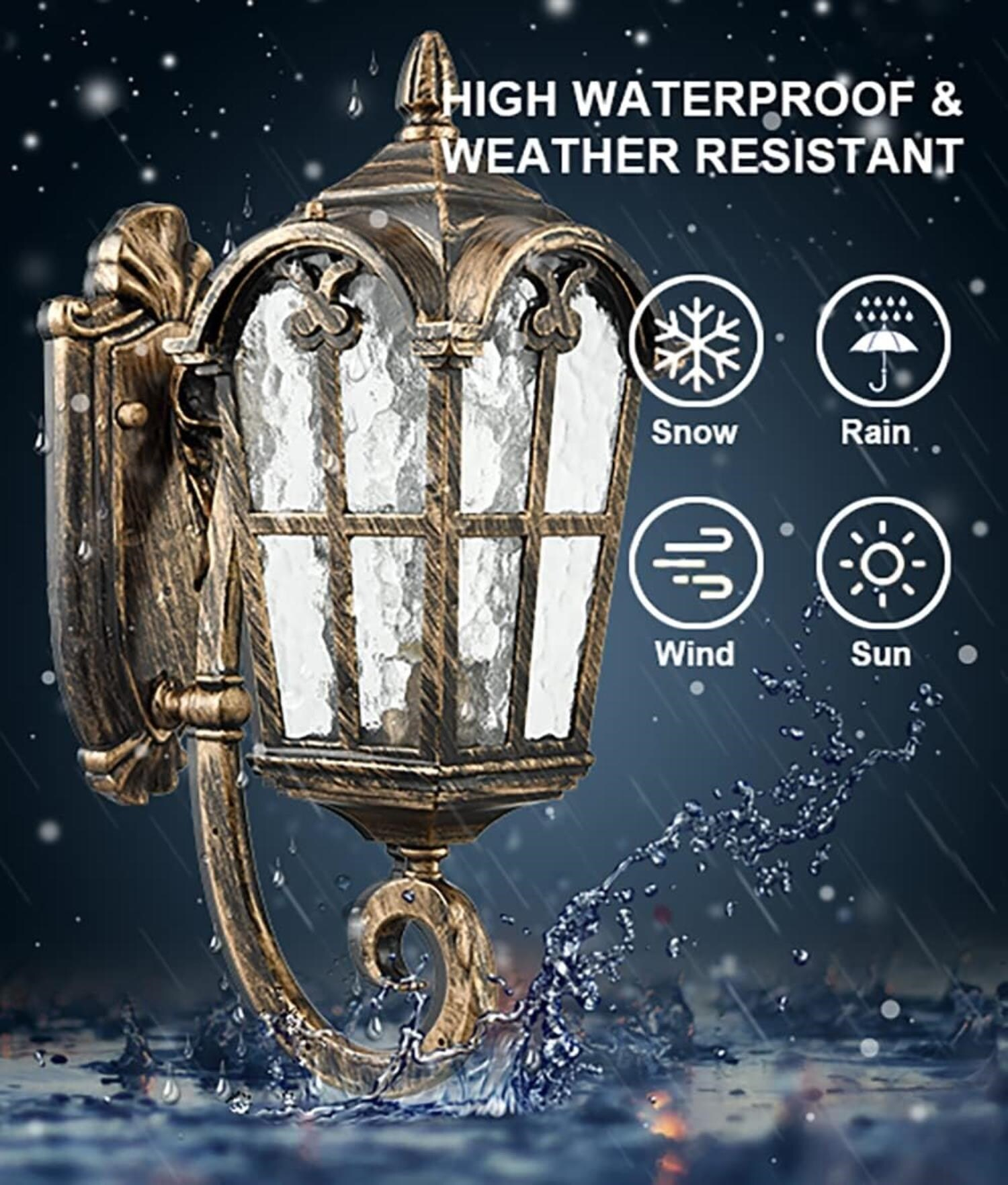 Claxy Bronze Outdoor Wall Lantern Sconce with Water Glass Shade