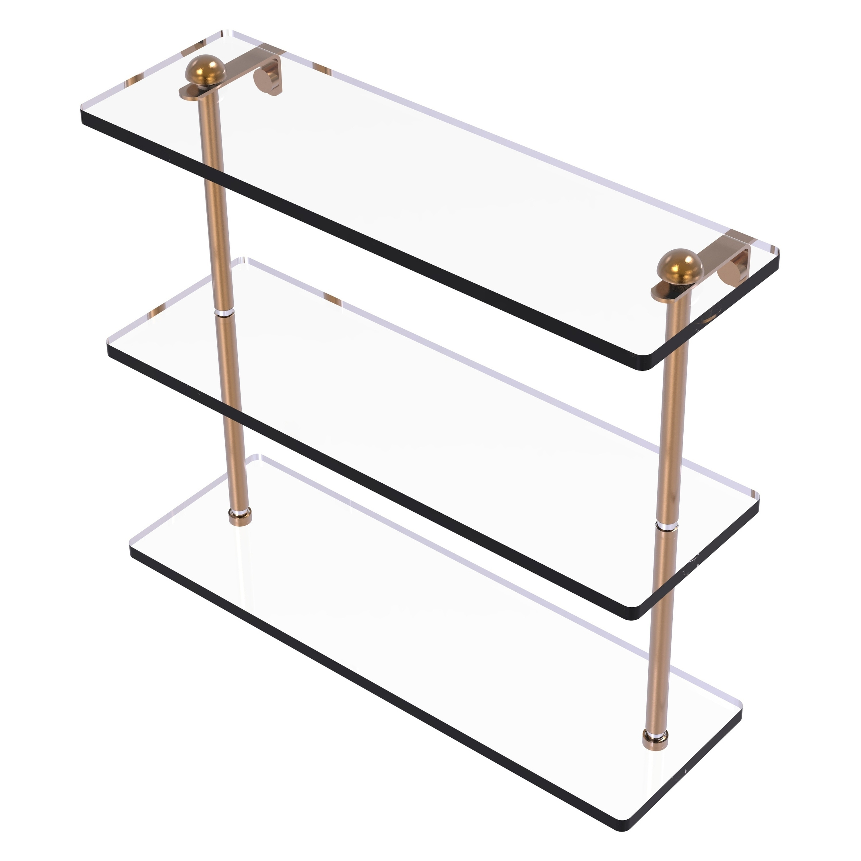 Allied Brass RC-5/16-BBR 16 Inch Triple Tiered Glass Shelf, Brushed Bronze