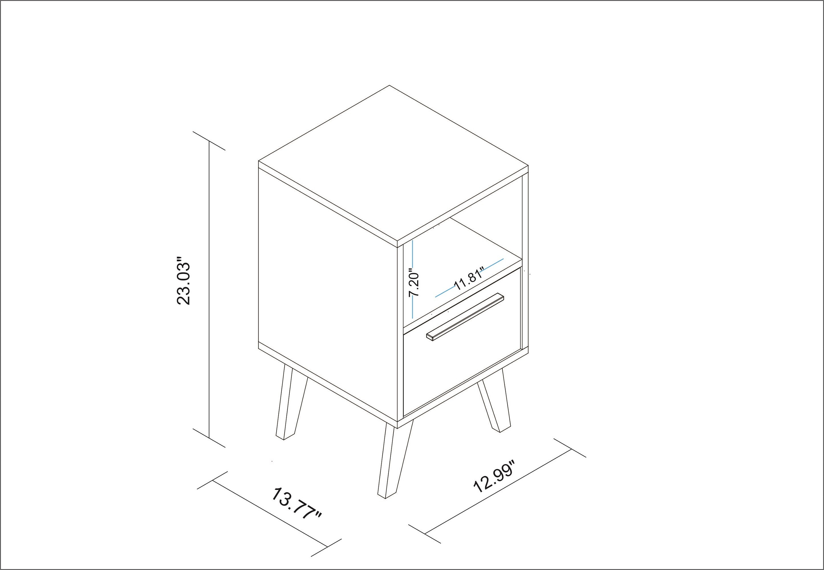 Mid-Century- Modern Amsterdam Nightstand 1.0 with 1 Shelf
