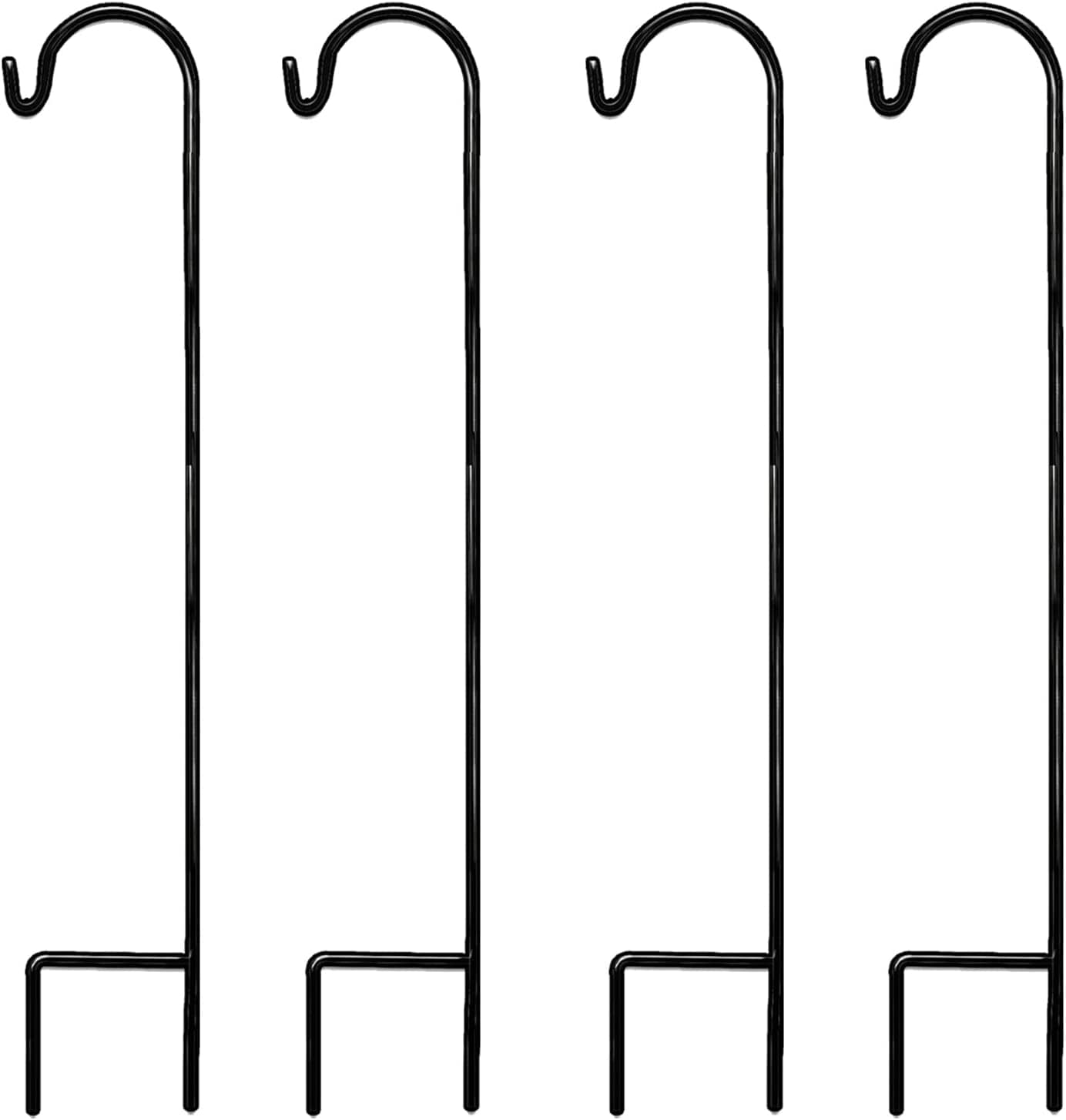 Ashman Online, Shepherd Hook 48 inch 10MM Thick, Super Strong, Rust Resistant Steel Hook, Black Color, Ideal for Use at Weddings, Hanging Plant Baskets 4Pack