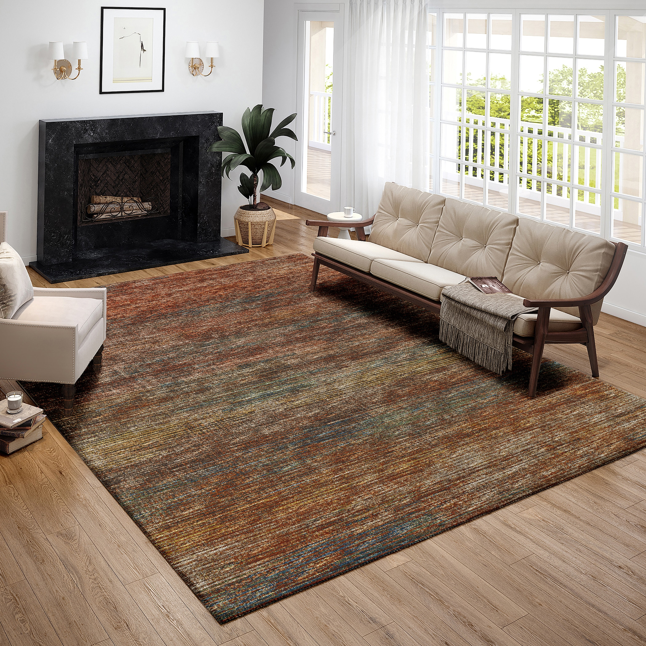 Marston Red 8 ft. x 10 ft. Geometric Indoor/Outdoor Area Rug