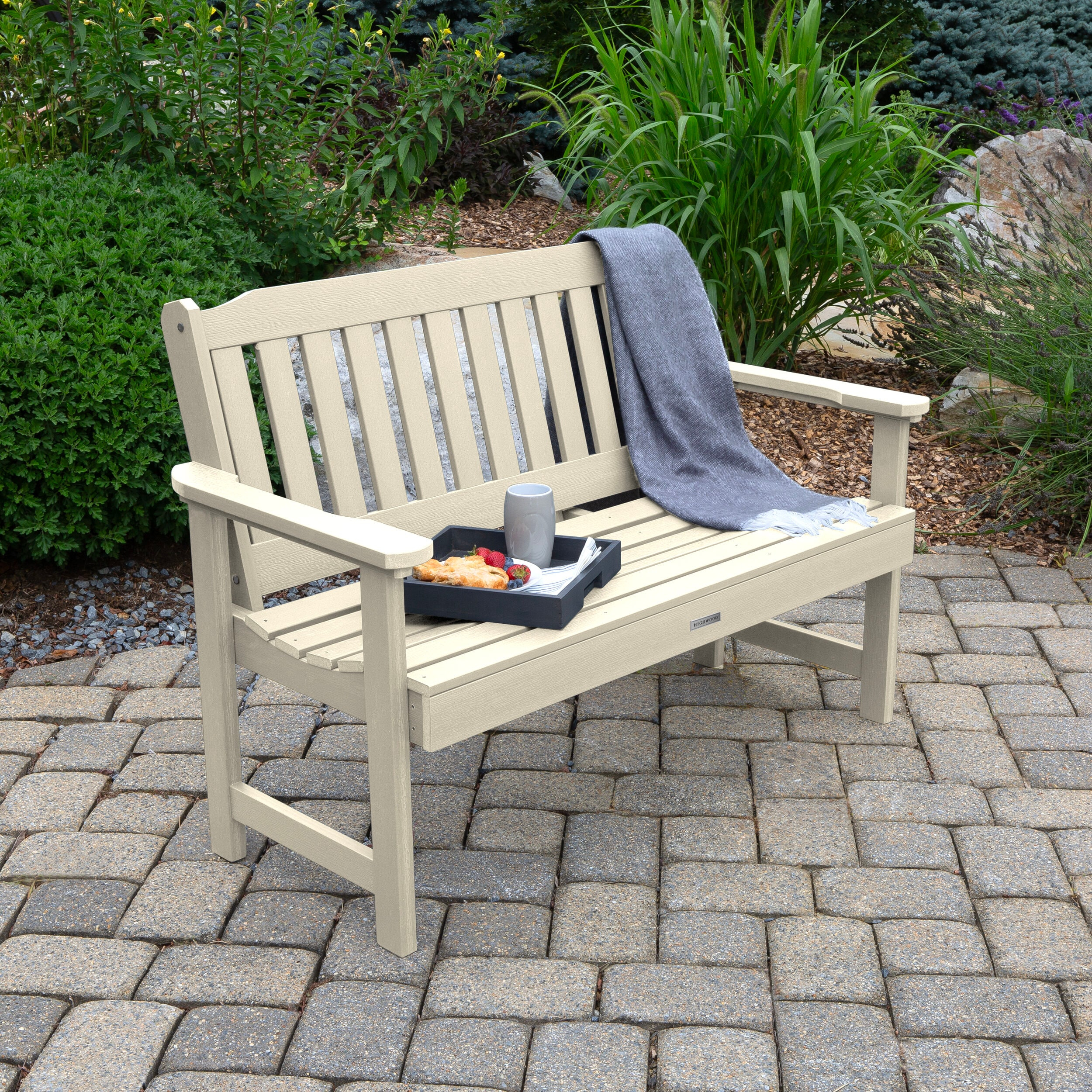 Highwood Lehigh 4ft Garden Bench - 2-Person, Eco-friendly, Synthetic Wood