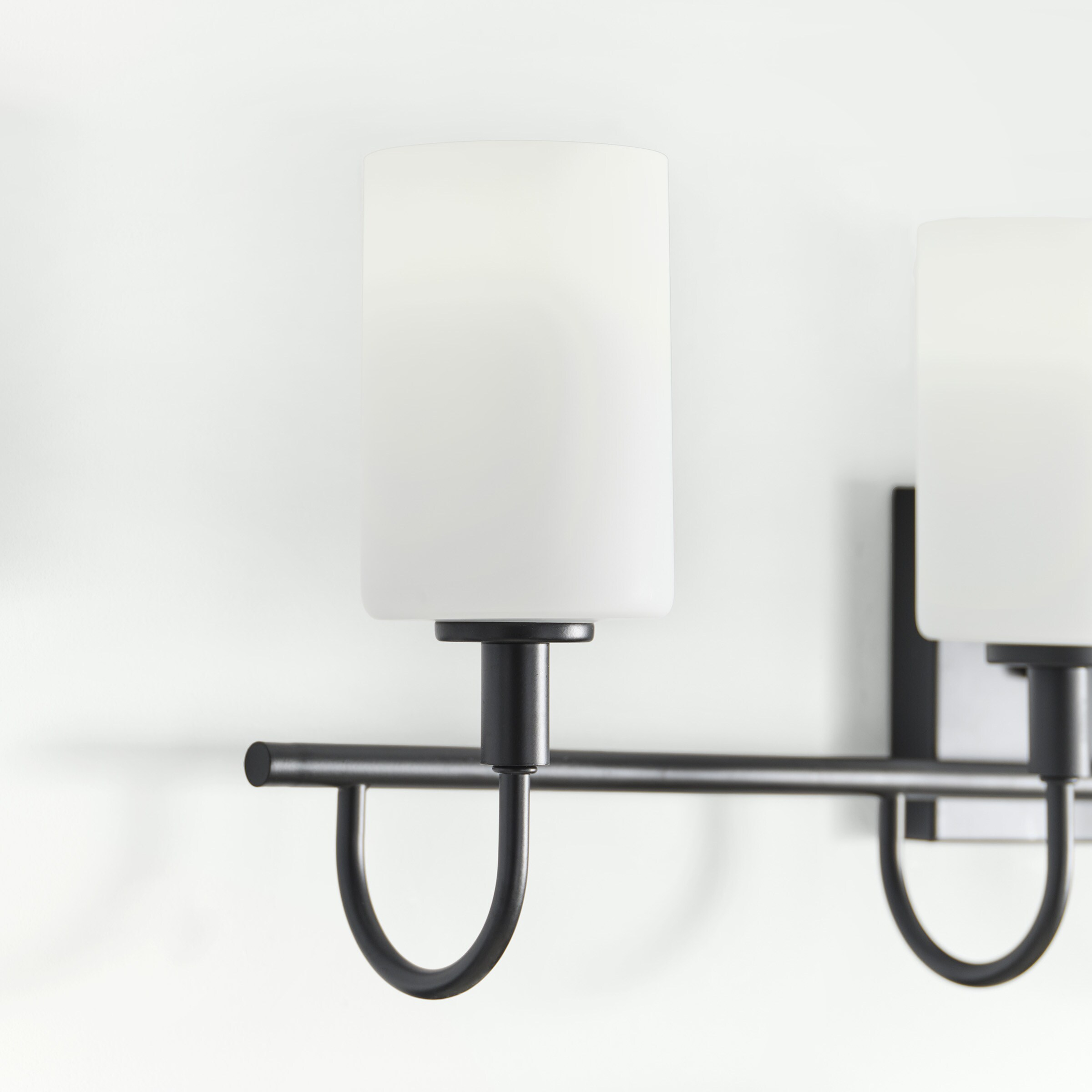 Alvin 4-Light Midnight Black Vanity with Etched White Glass
