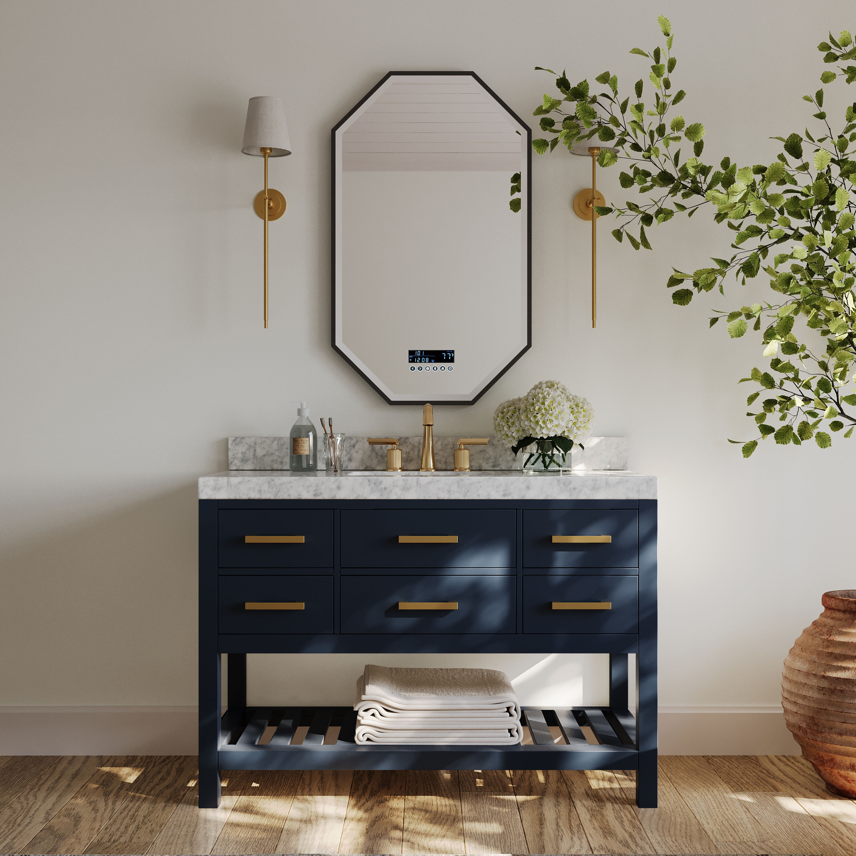 Ancerre Designs Elizabeth 48" Wood Bathroom Vanity Set in Heritage Blue