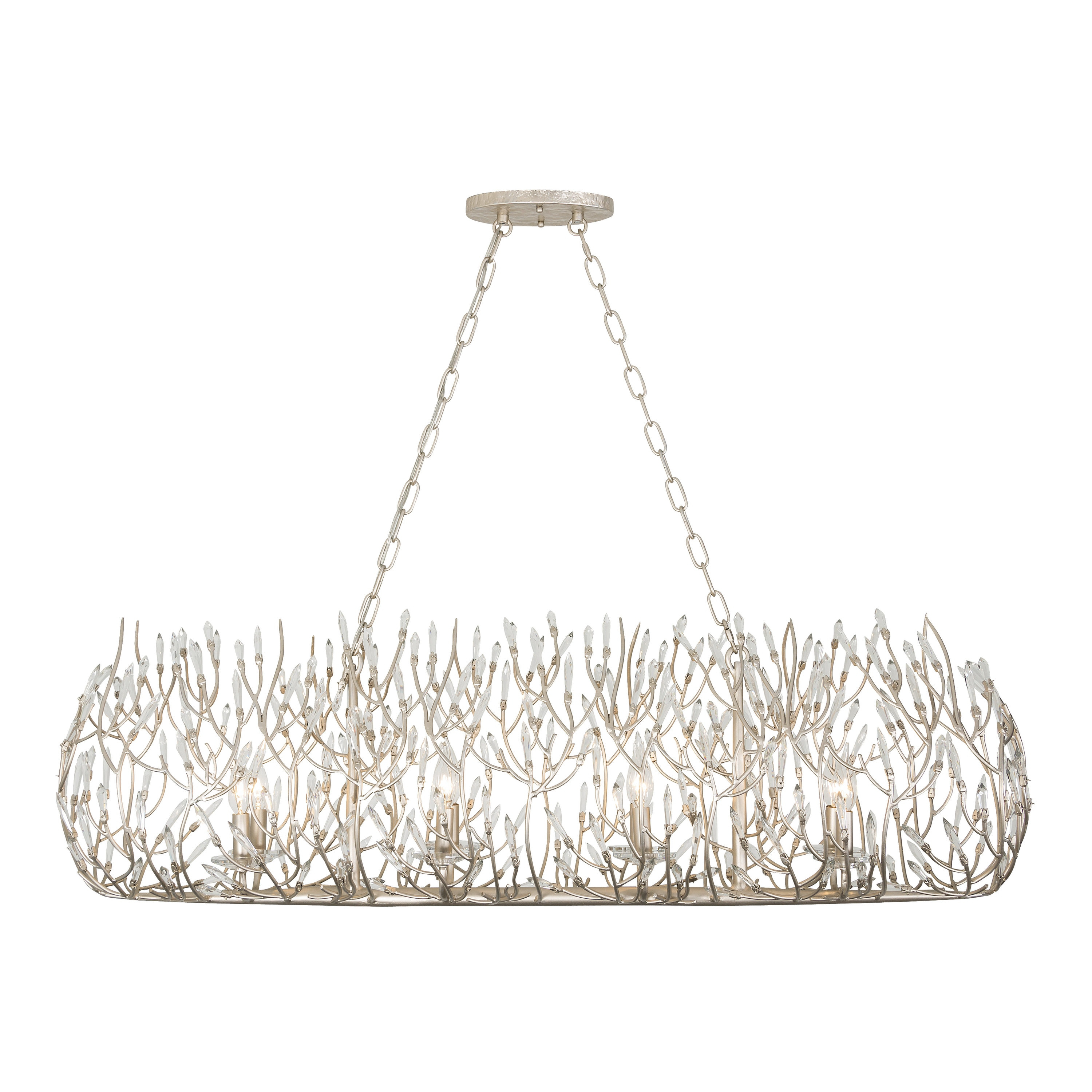 Gold Dust Crystal Linear Pendant Light with Recycled Steel