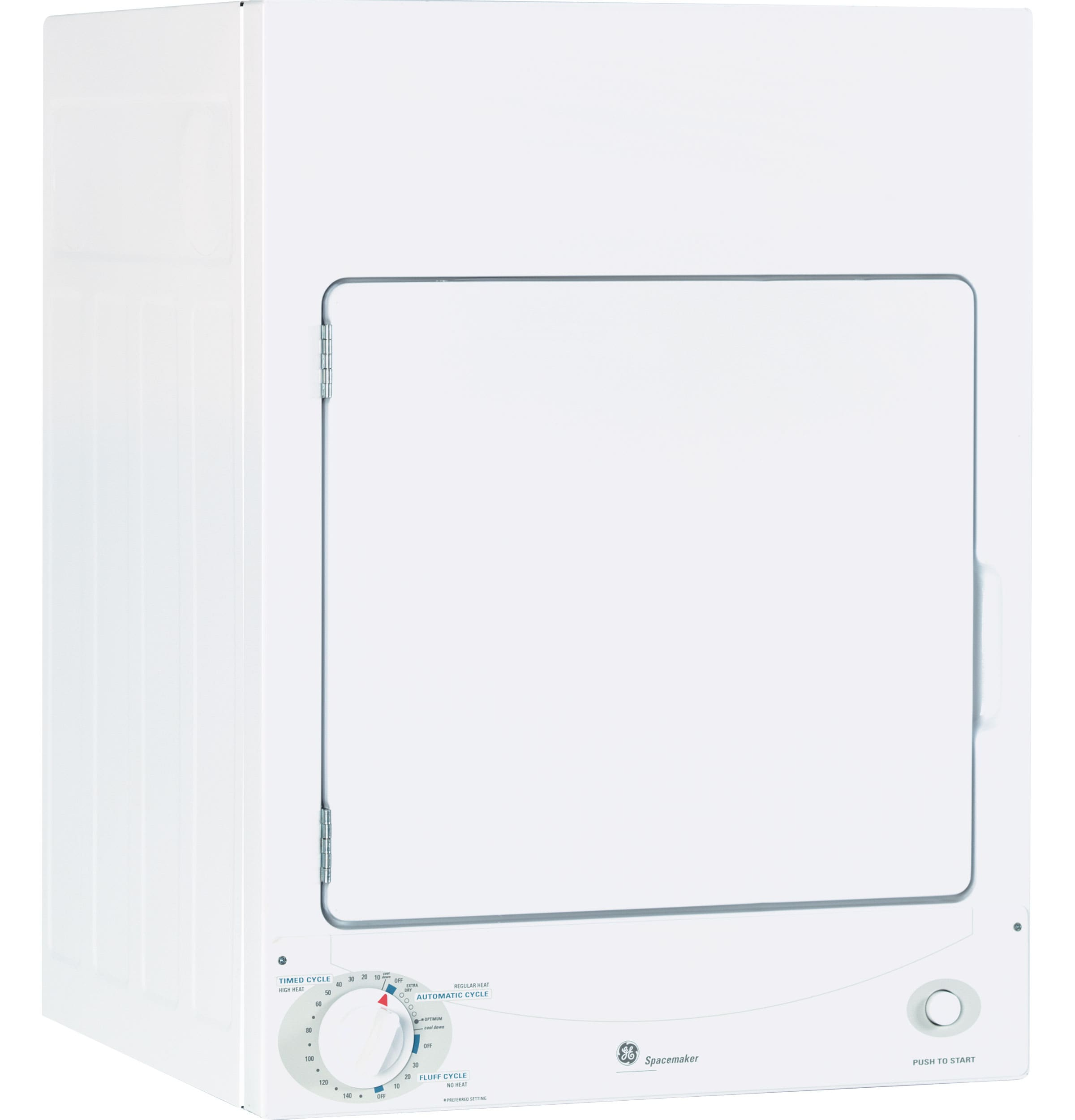 Compact White Stackable Electric Dryer with DuraDrum Interior