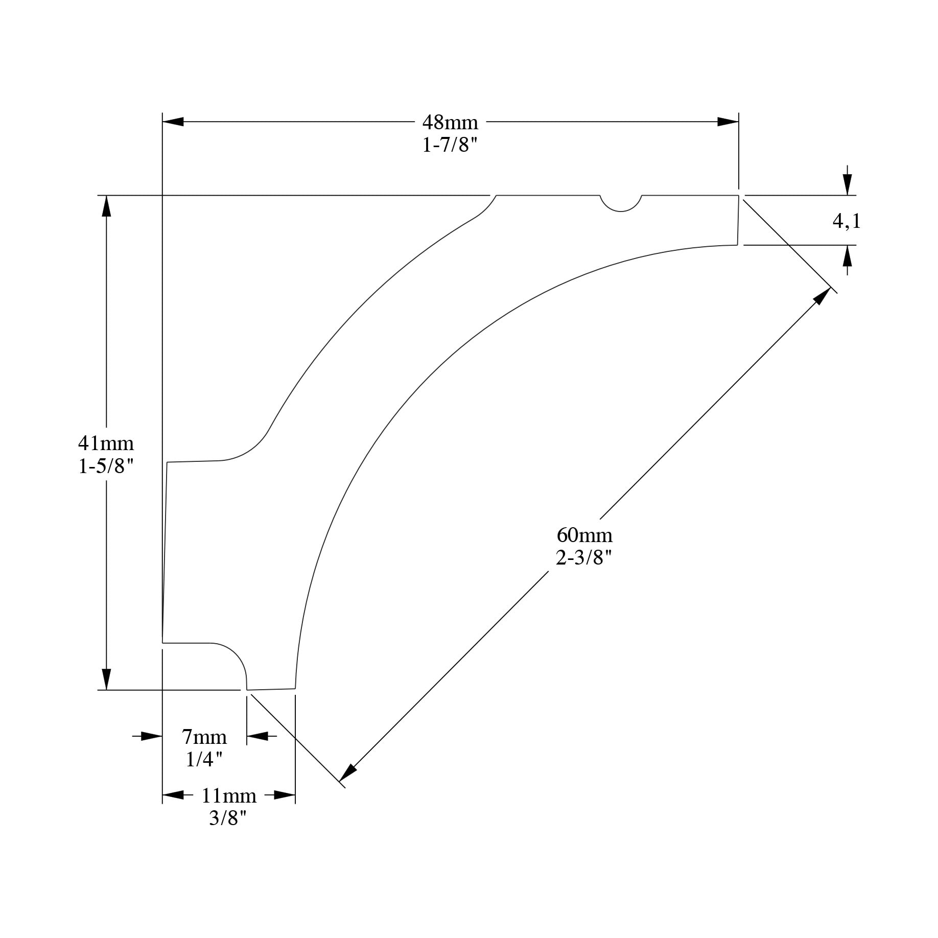 1.56'' H x 78.75'' W x 1.88'' D Plastic Crown