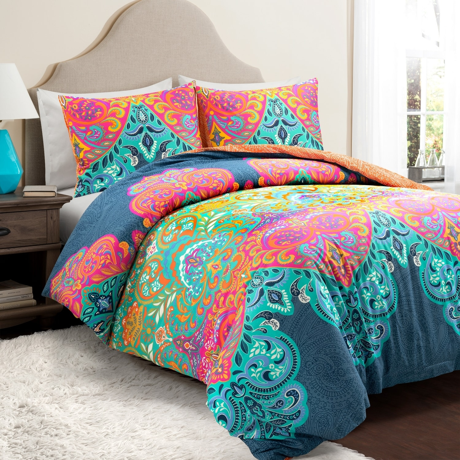 Lush Decor Boho Chic Duvet Cover - Turquoise/Navy - Full/Queen