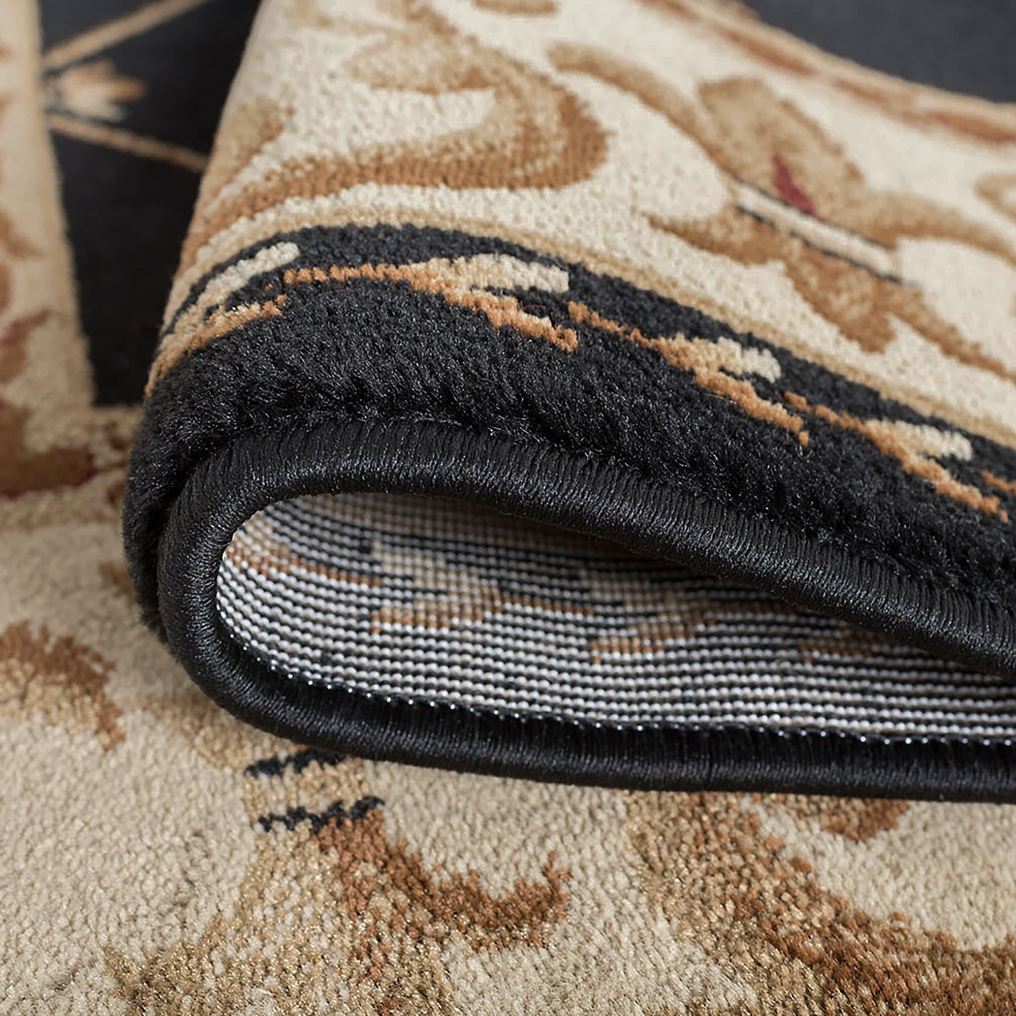 Tayse Sensation Area Rug SNS4883 Traditional Black Swirls Lines 2' 3" x 10' Rectangle
