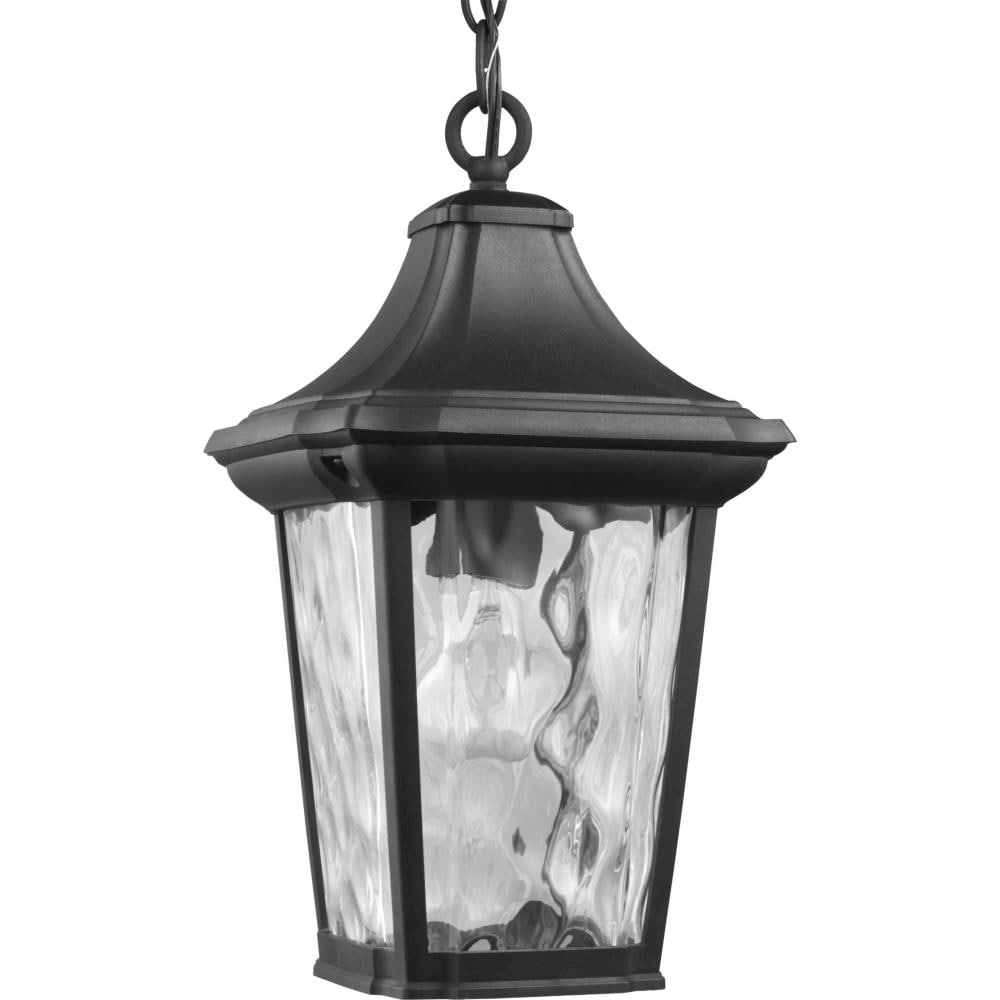 Black Glass Hanging Lantern with Water Glass Shade