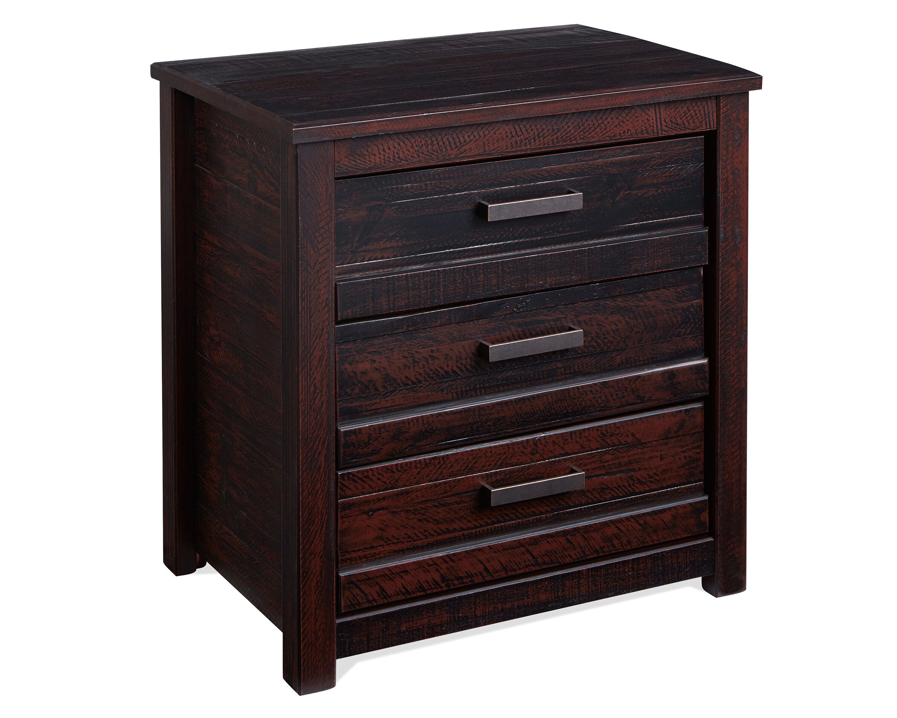 Camaflexi Rustic Nightstand 3-Drawer Night Stand Side Table & Organizer, Walnut