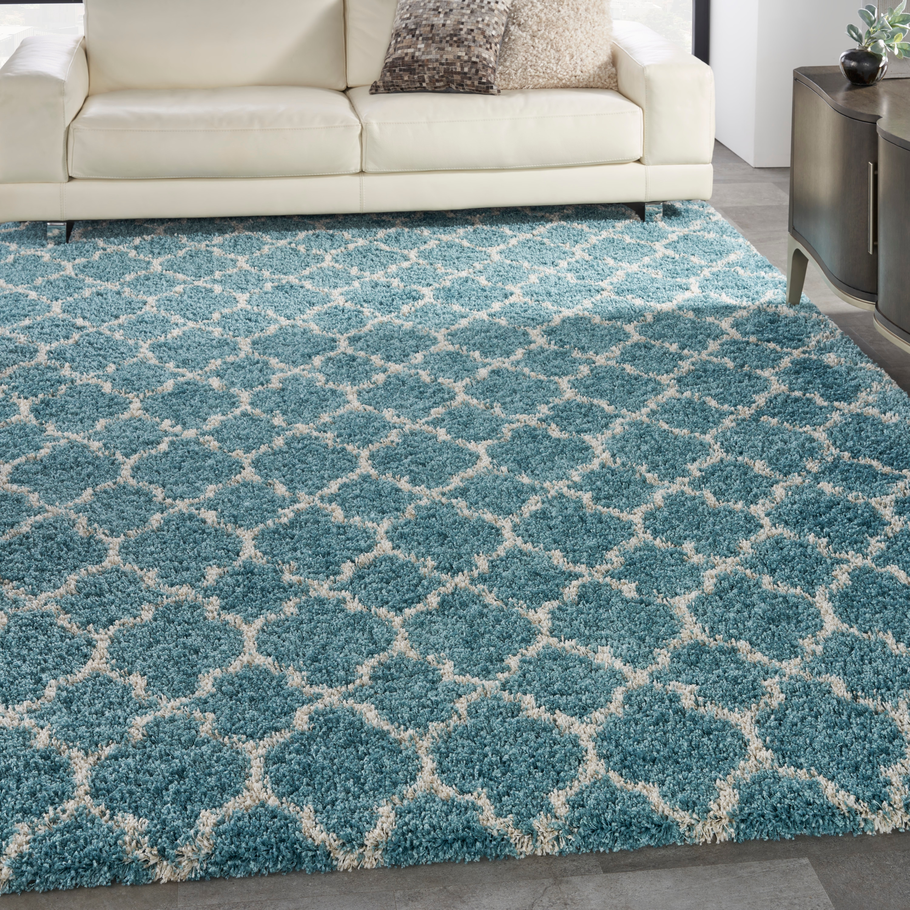 Nourison Amore Trellis Aqua 7'10" x 10'10" Area Rug, (8x11)
