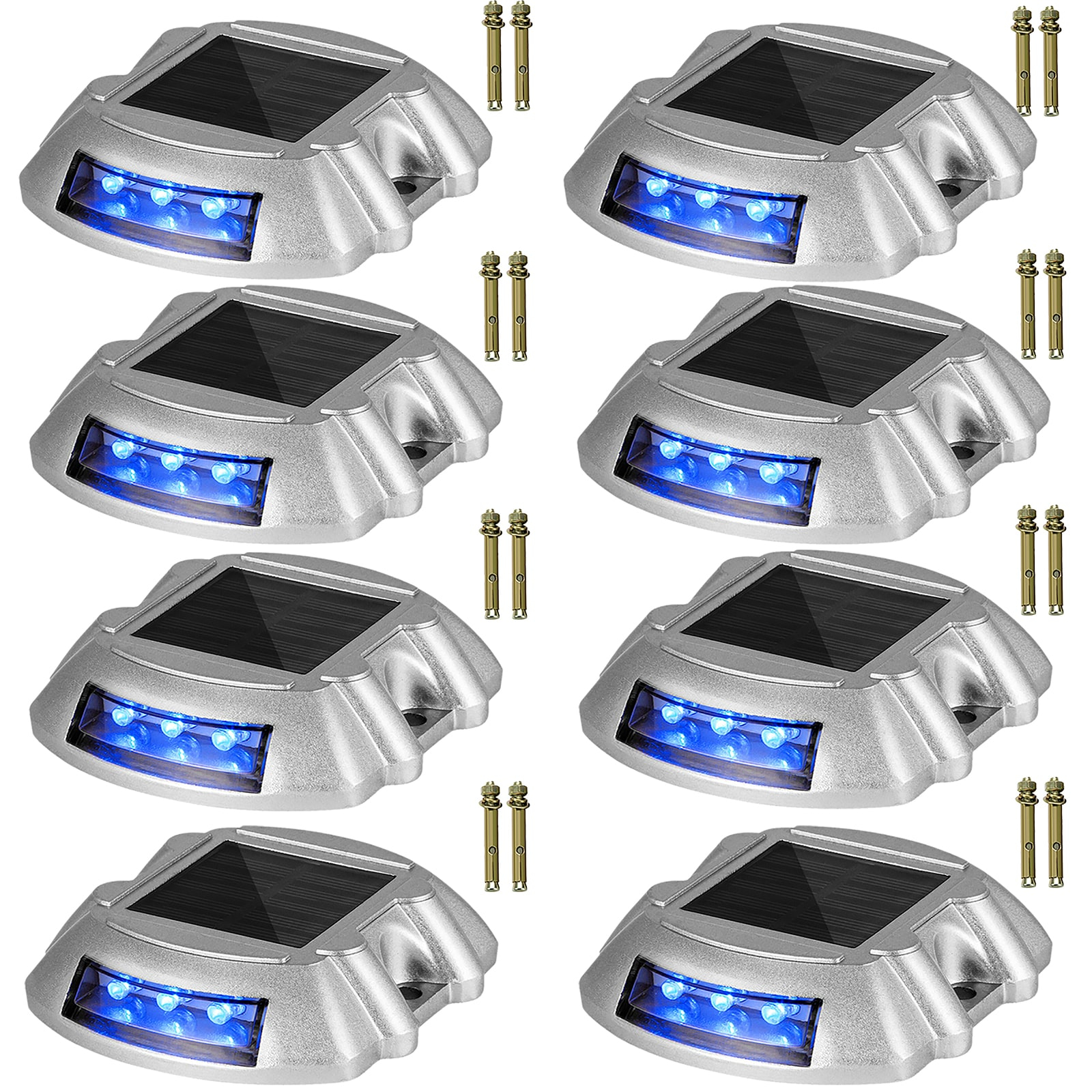 VEVOR 8 -Pack Solar Driveway Lights 1 -Lumens Die Casting Aluminum Shell Solar LED Outdoor Path Light Kit (