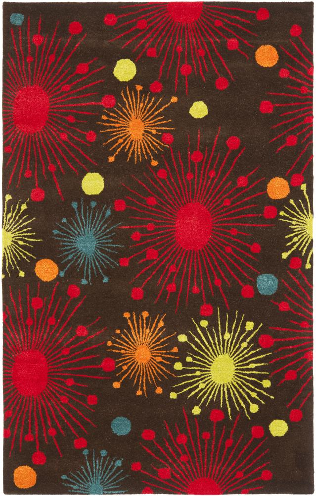 SAFAVIEH Soho Danielle Fire Works Wool Area Rug, Brown/Multi, 5' x 8'