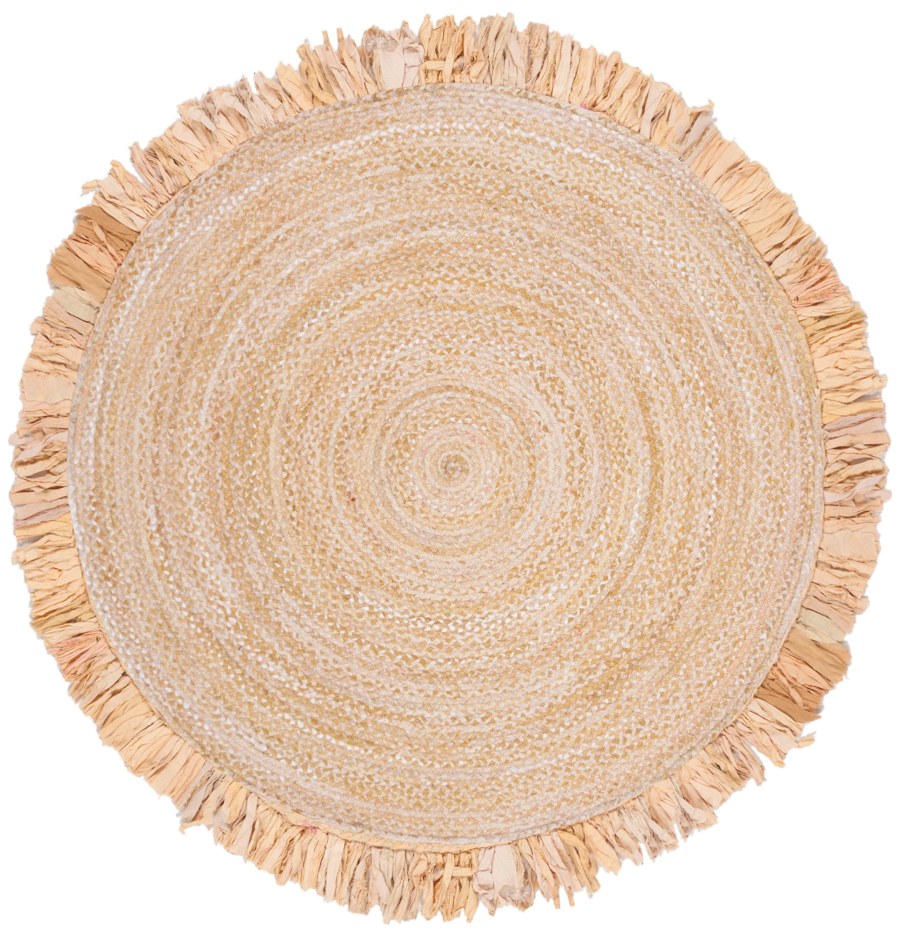 SAFAVIEH Braided Paisley Solid Fringe Area Rug, Beige, 5' x 5' Round