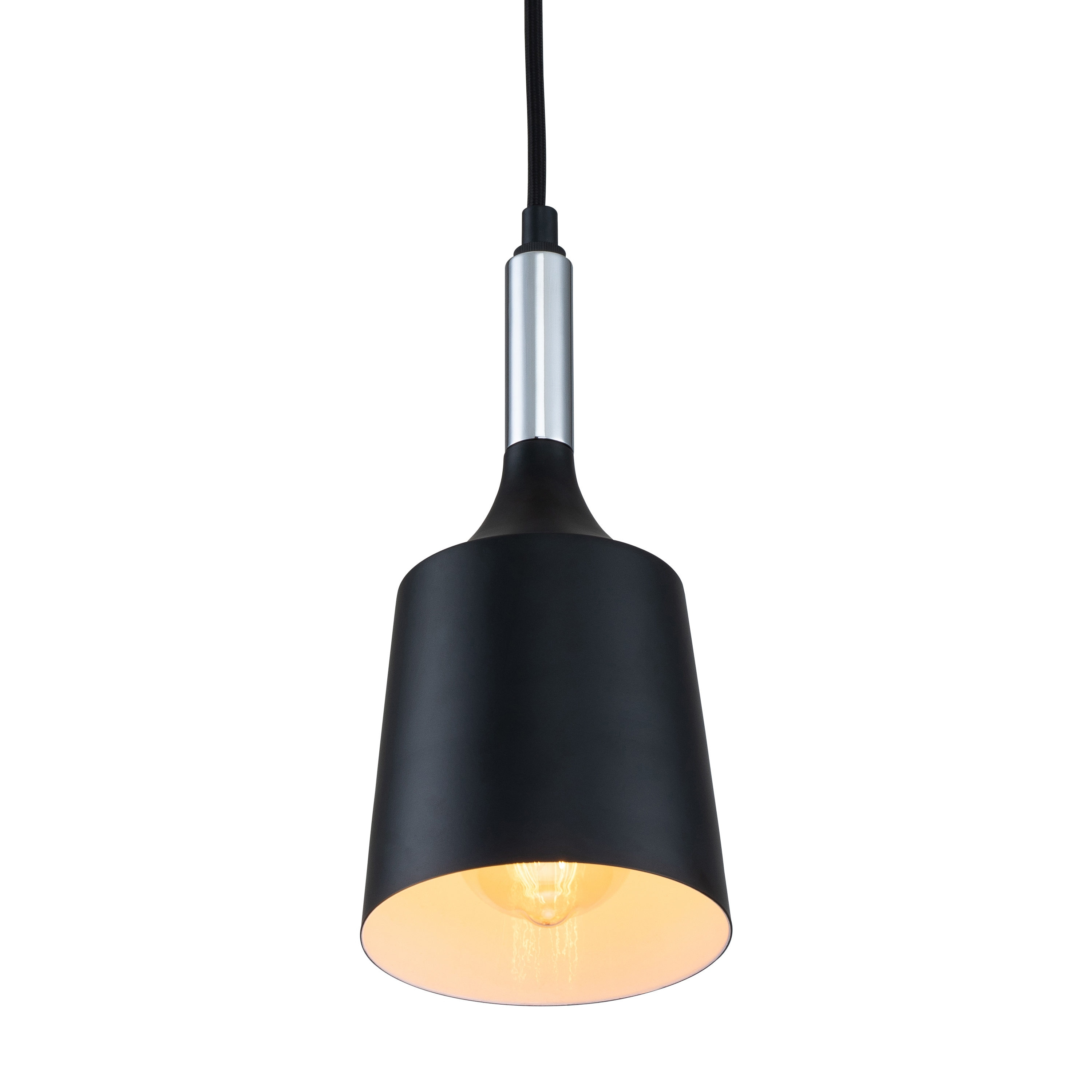 C Cattleya  1-Light Black and White Pendant Light with Chrome Accents